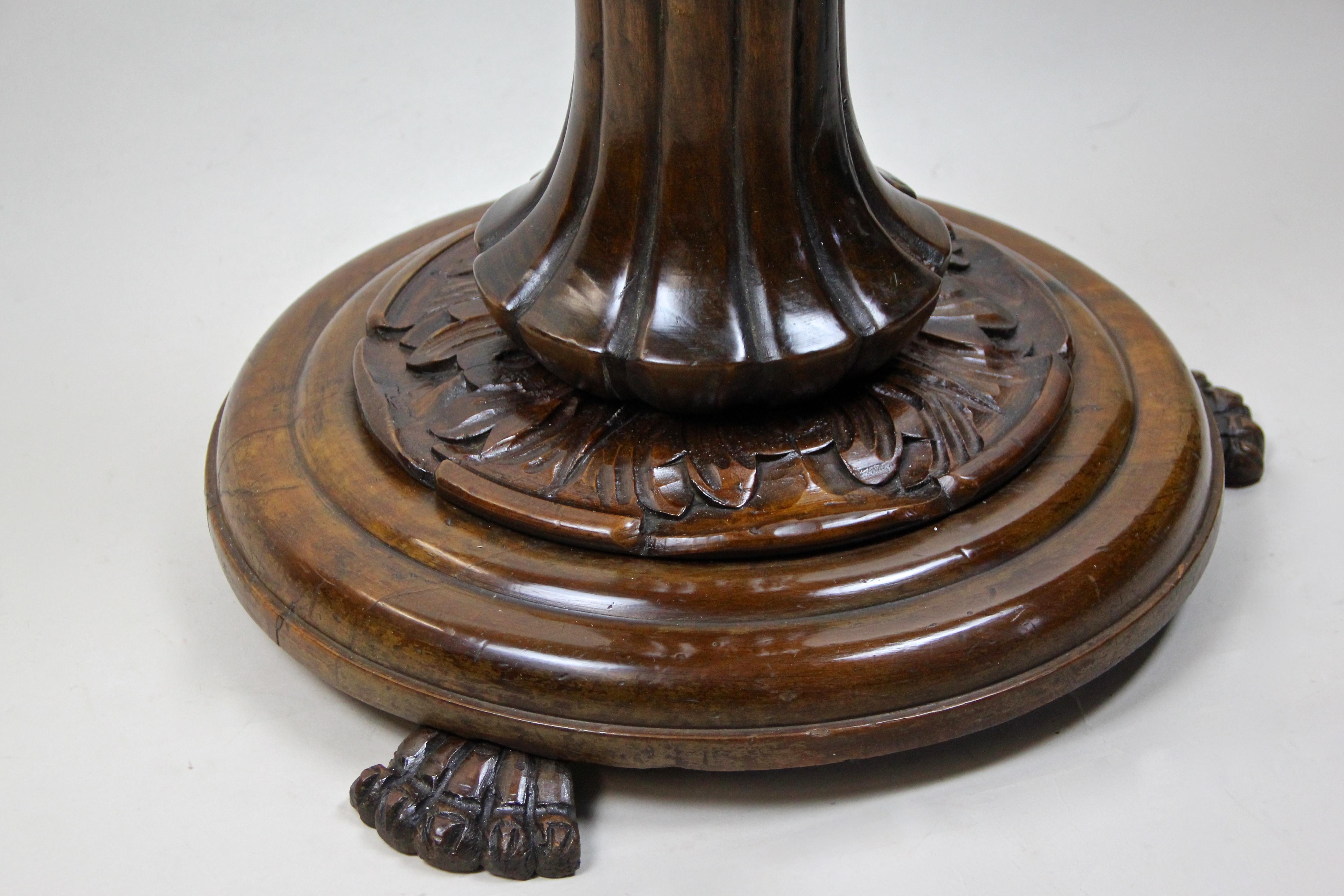 Hand Carved Nut Wood Pedestal, Hungary, circa 1870 5