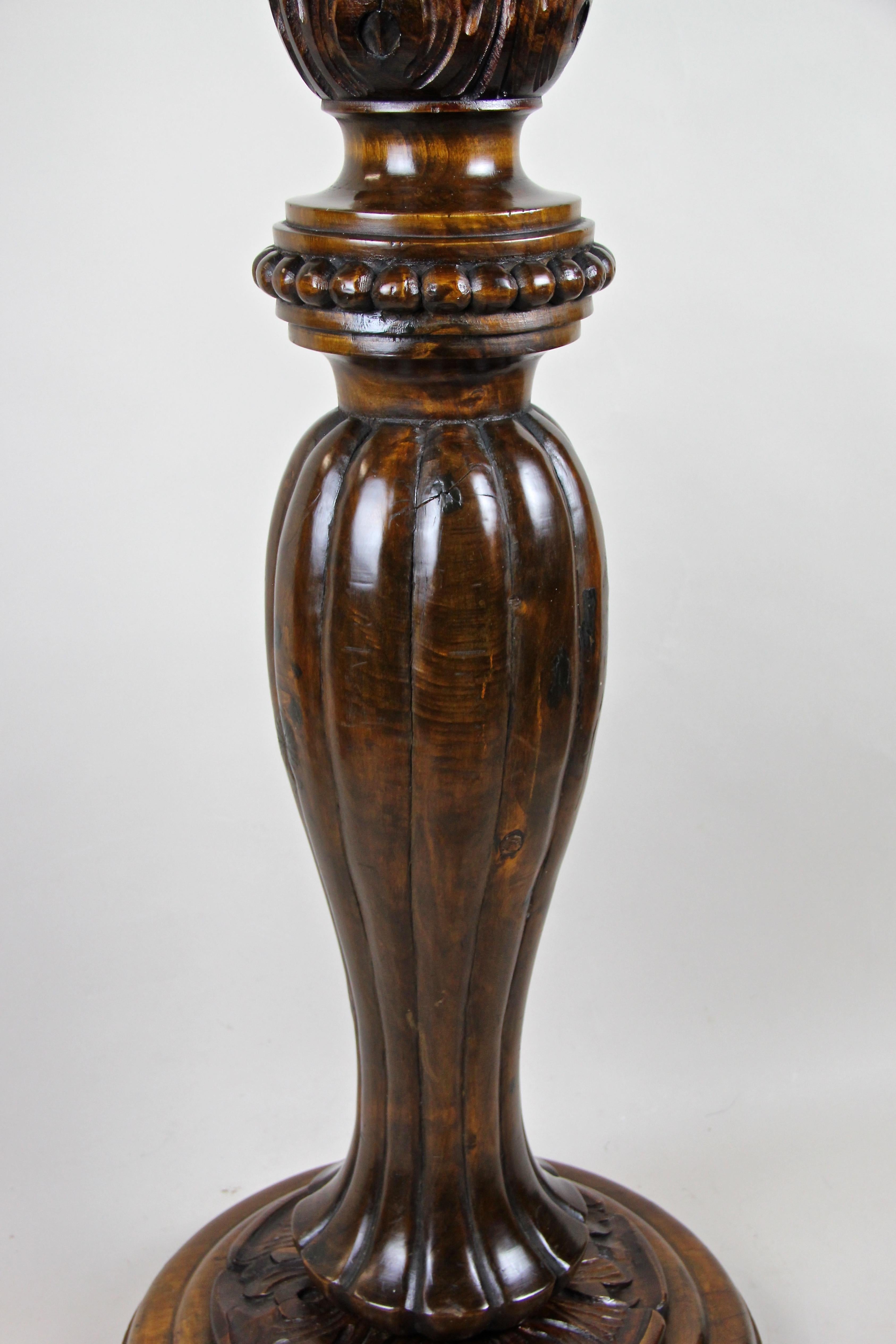 carved wood pedestal
