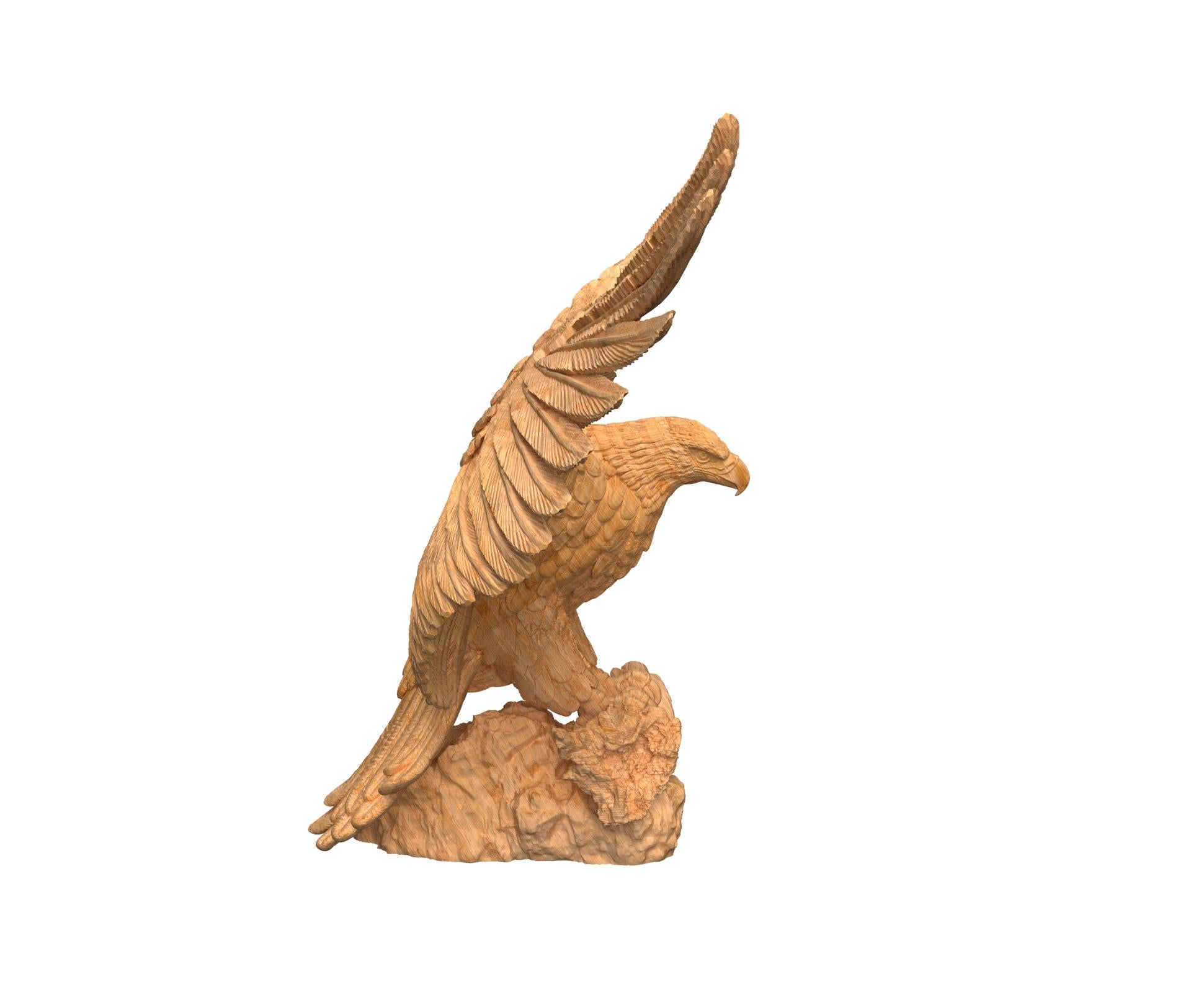 American Craftsman Scultura di aquila americana in Oak intagliata a mano