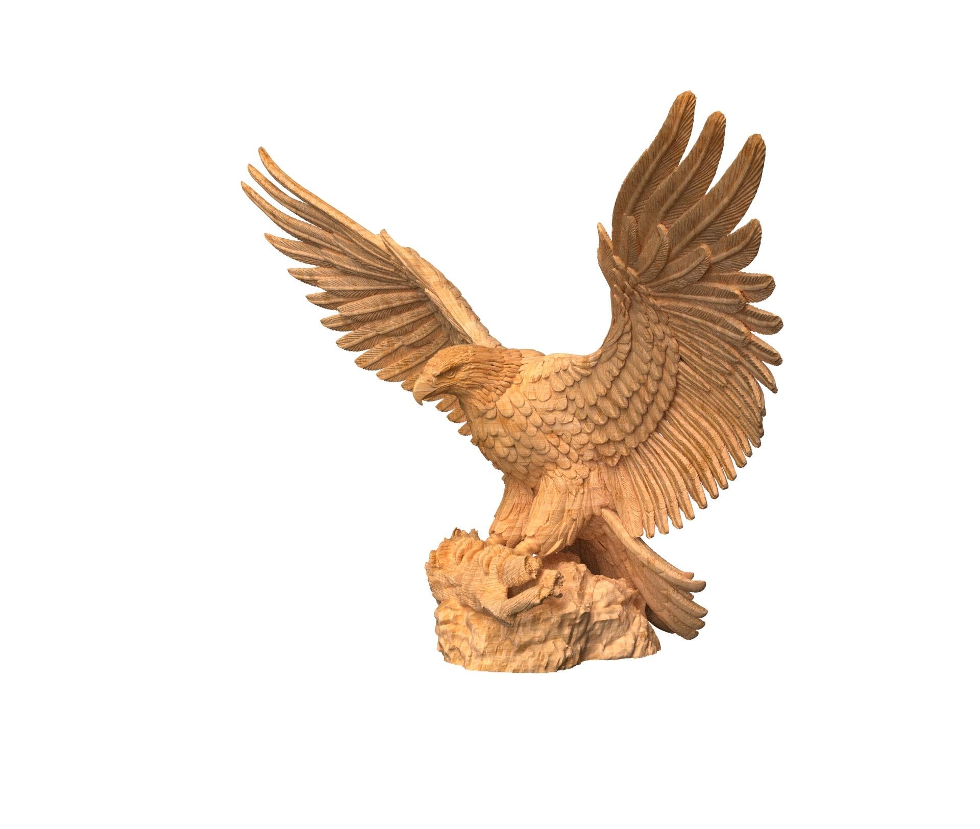 Faggio Scultura di aquila americana in Oak intagliata a mano