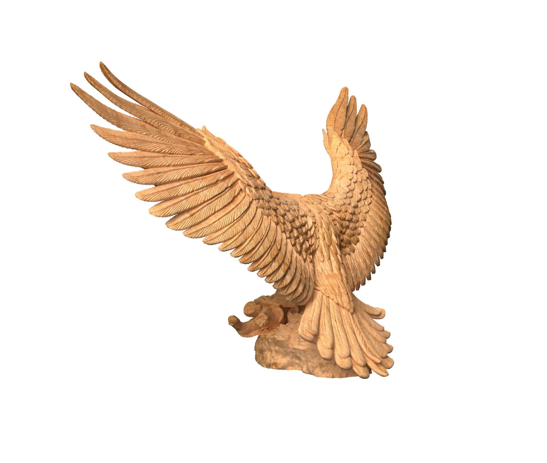 Scultura di aquila americana in Oak intagliata a mano 1