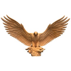 Hand Carved Oak American Eagle Sculpture