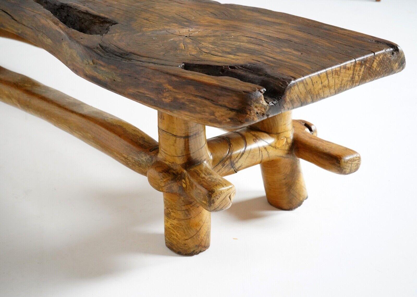 Hand Carved Oak Coffee Table by Artist Maxie Lane, 1980s For Sale 6