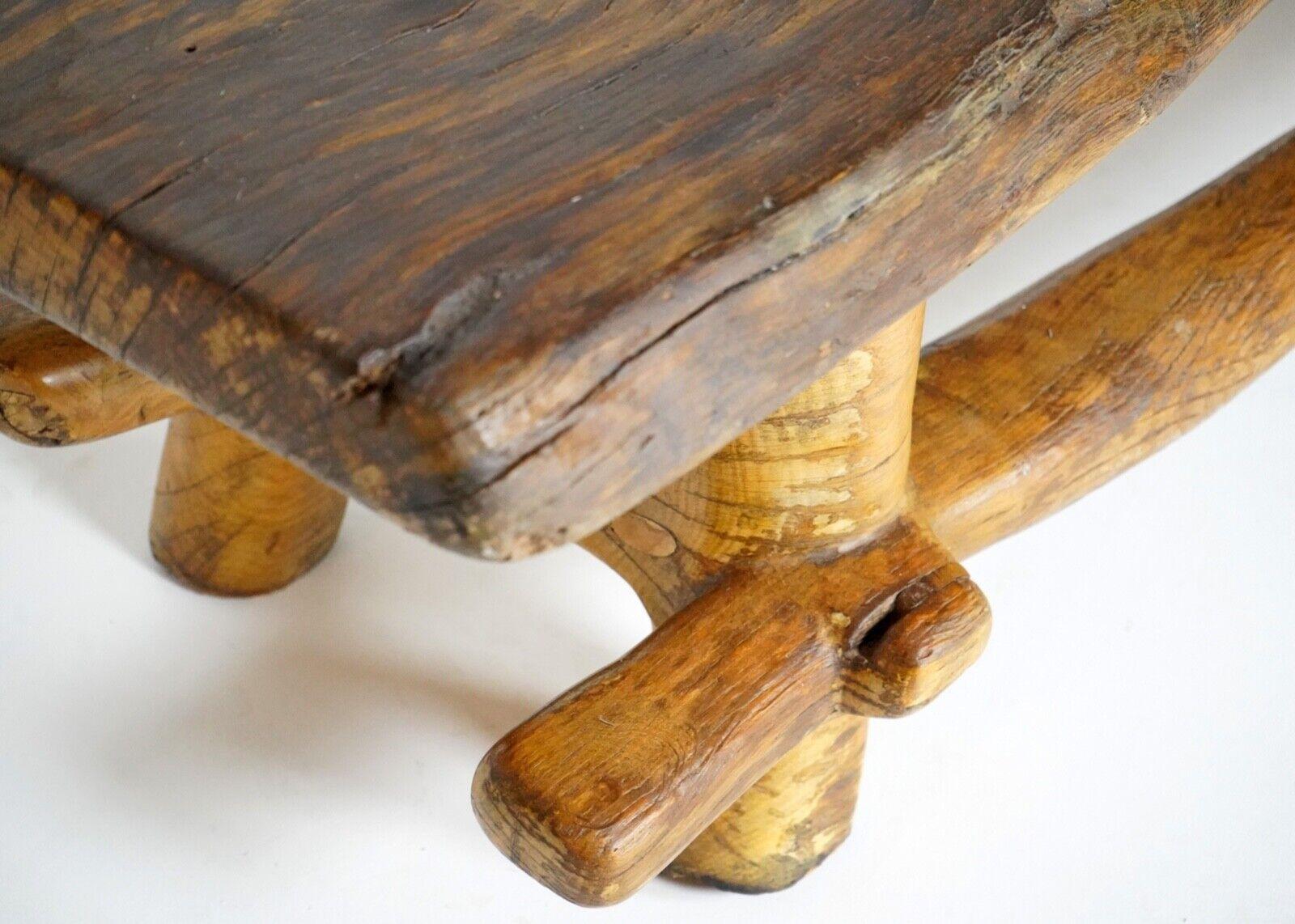 Rustic Hand Carved Oak Coffee Table by Artist Maxie Lane, 1980s For Sale