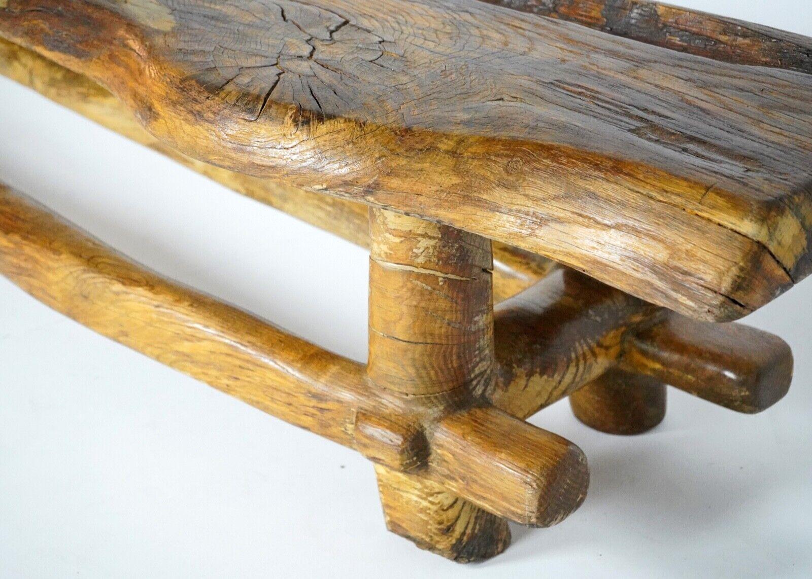 Hand Carved Oak Coffee Table by Artist Maxie Lane, 1980s For Sale 1