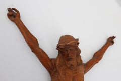 Hand carved oak crucifix or corpus Christi, Belgium ca. 1900