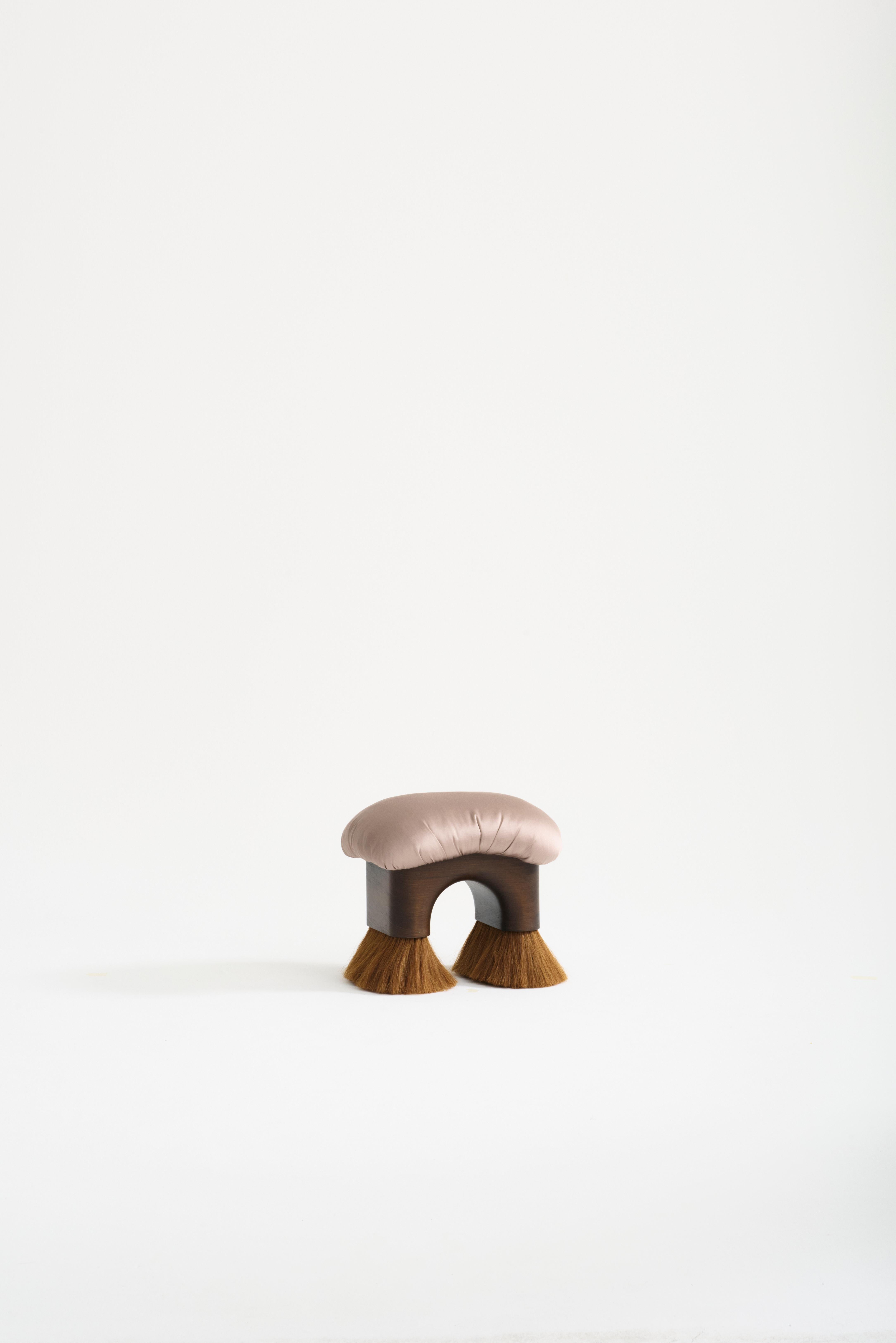 Post-Modern Hand-Carved Oak Edition Lounge Stool by Studio Lugo For Sale