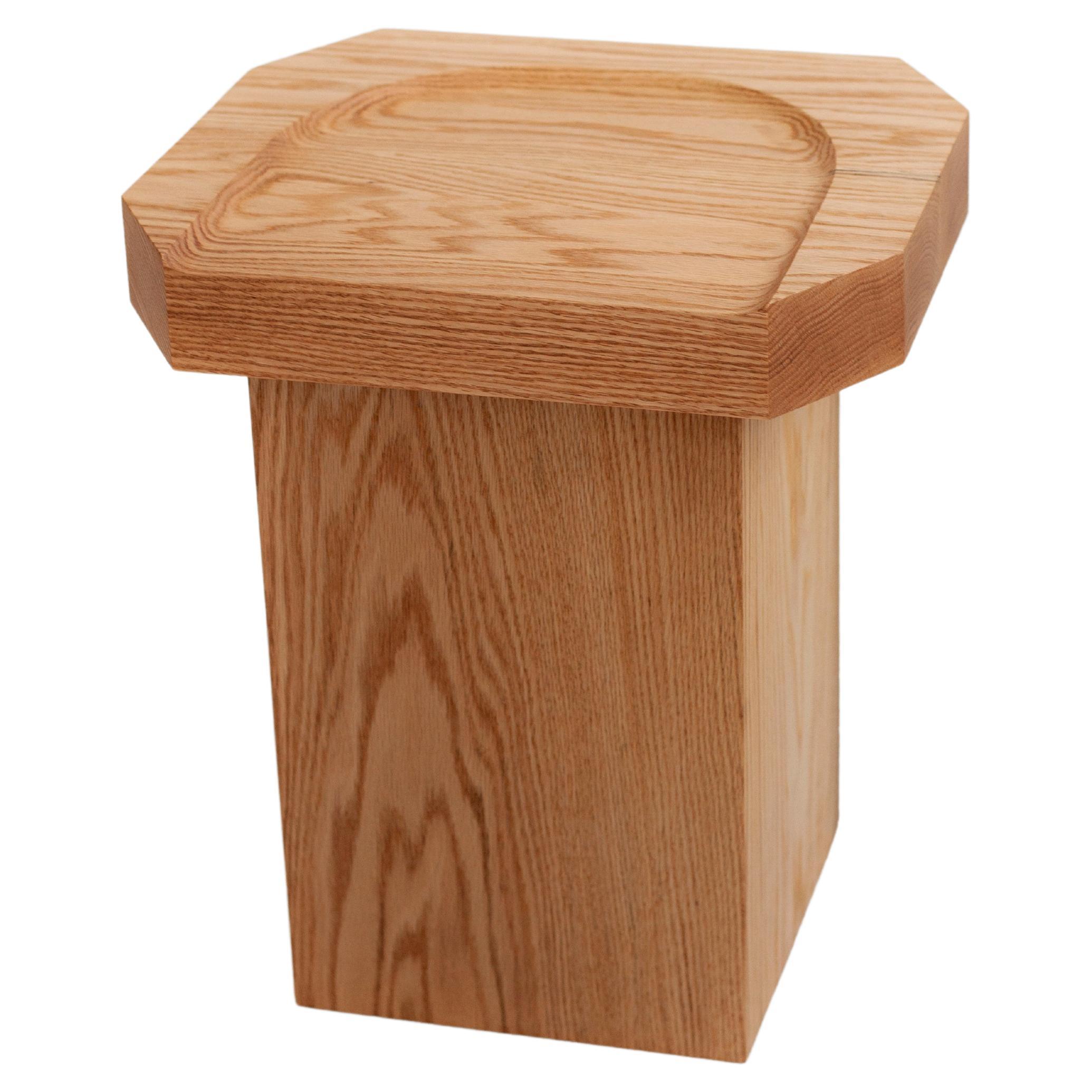 Hand Carved Oak Stool by CFP