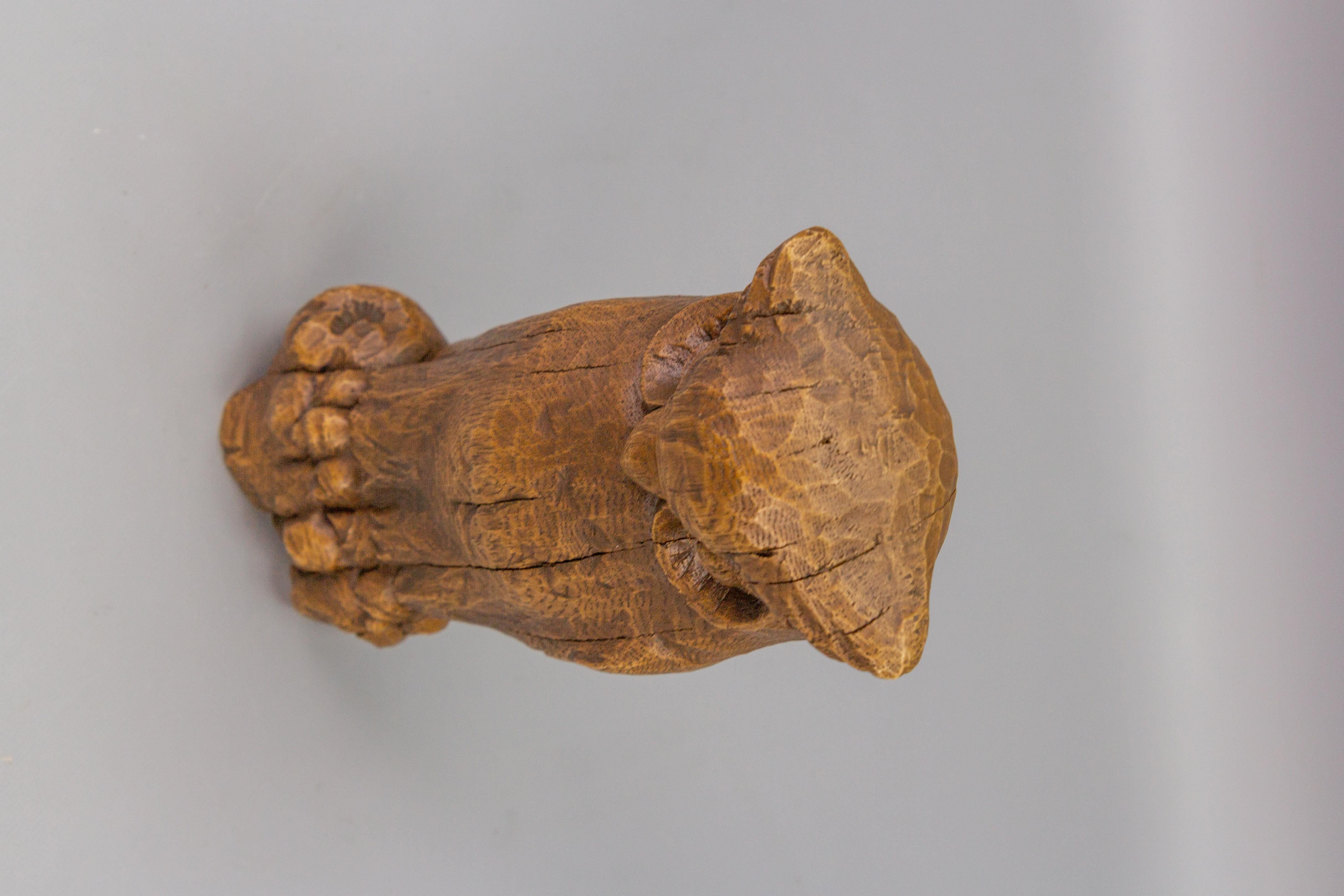 Hand-Carved Oakwood Owl Sculpture from ca. 1950s For Sale 8