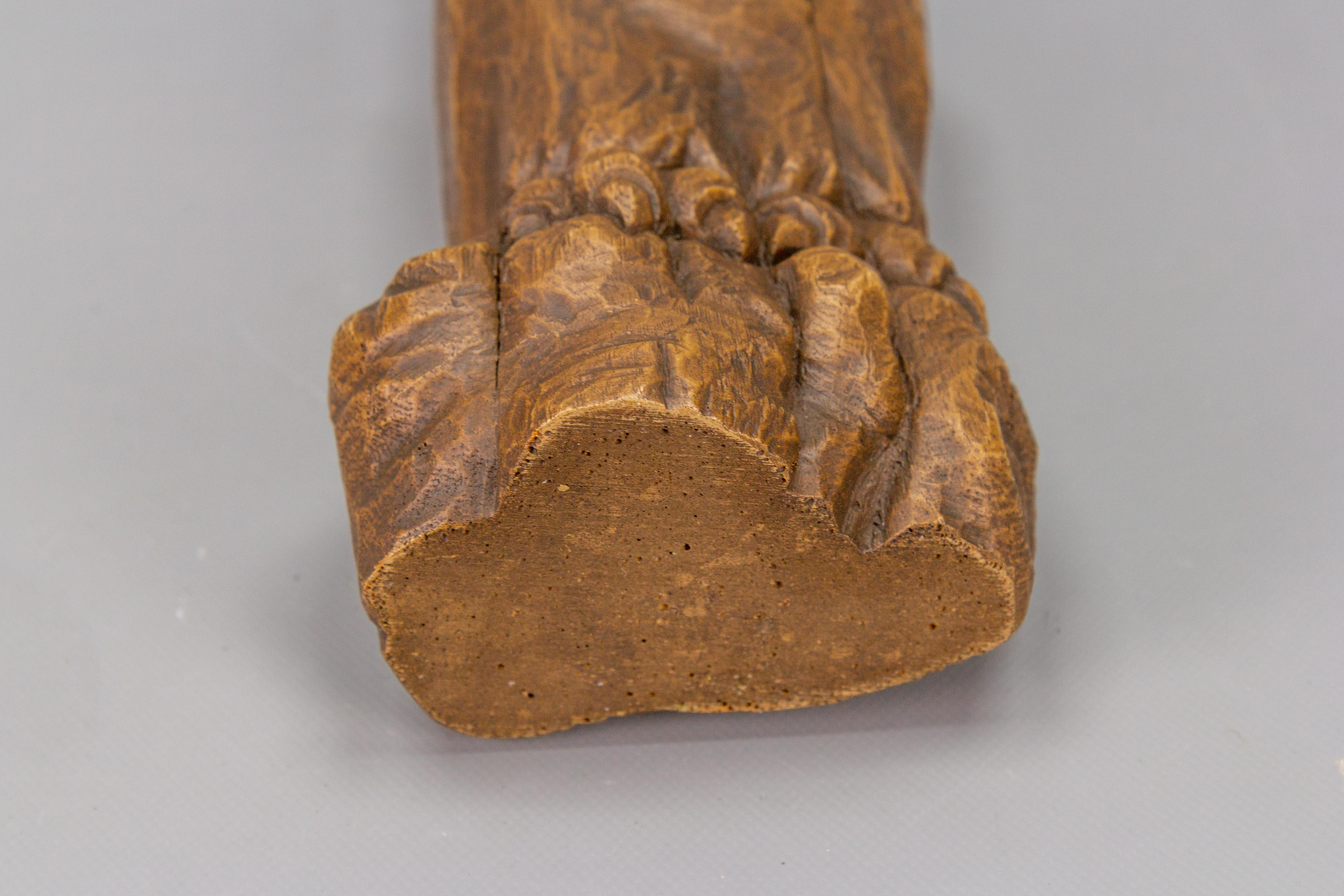 Hand-Carved Oakwood Owl Sculpture from ca. 1950s For Sale 9