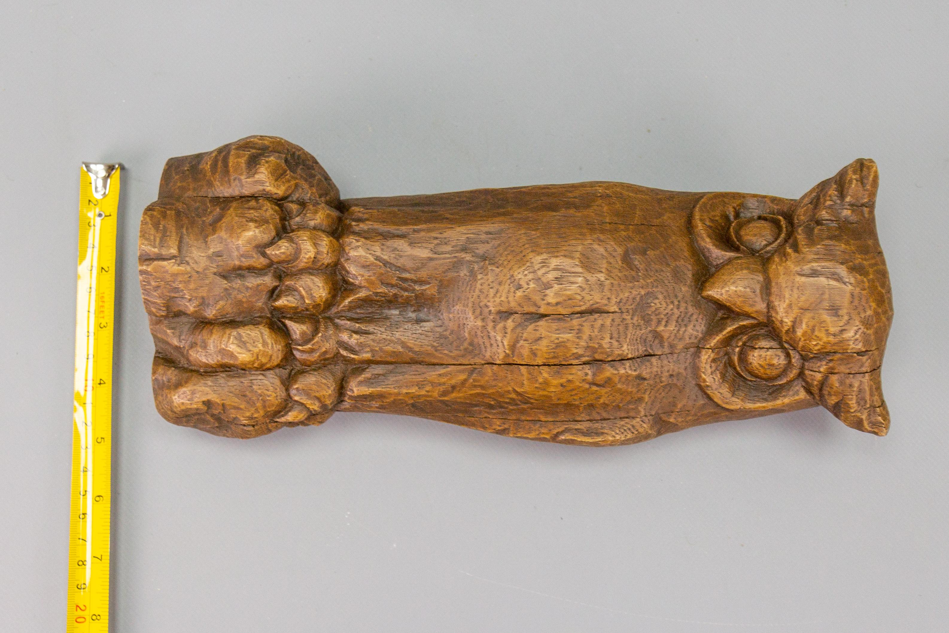 Hand-Carved Oakwood Owl Sculpture from ca. 1950s For Sale 11