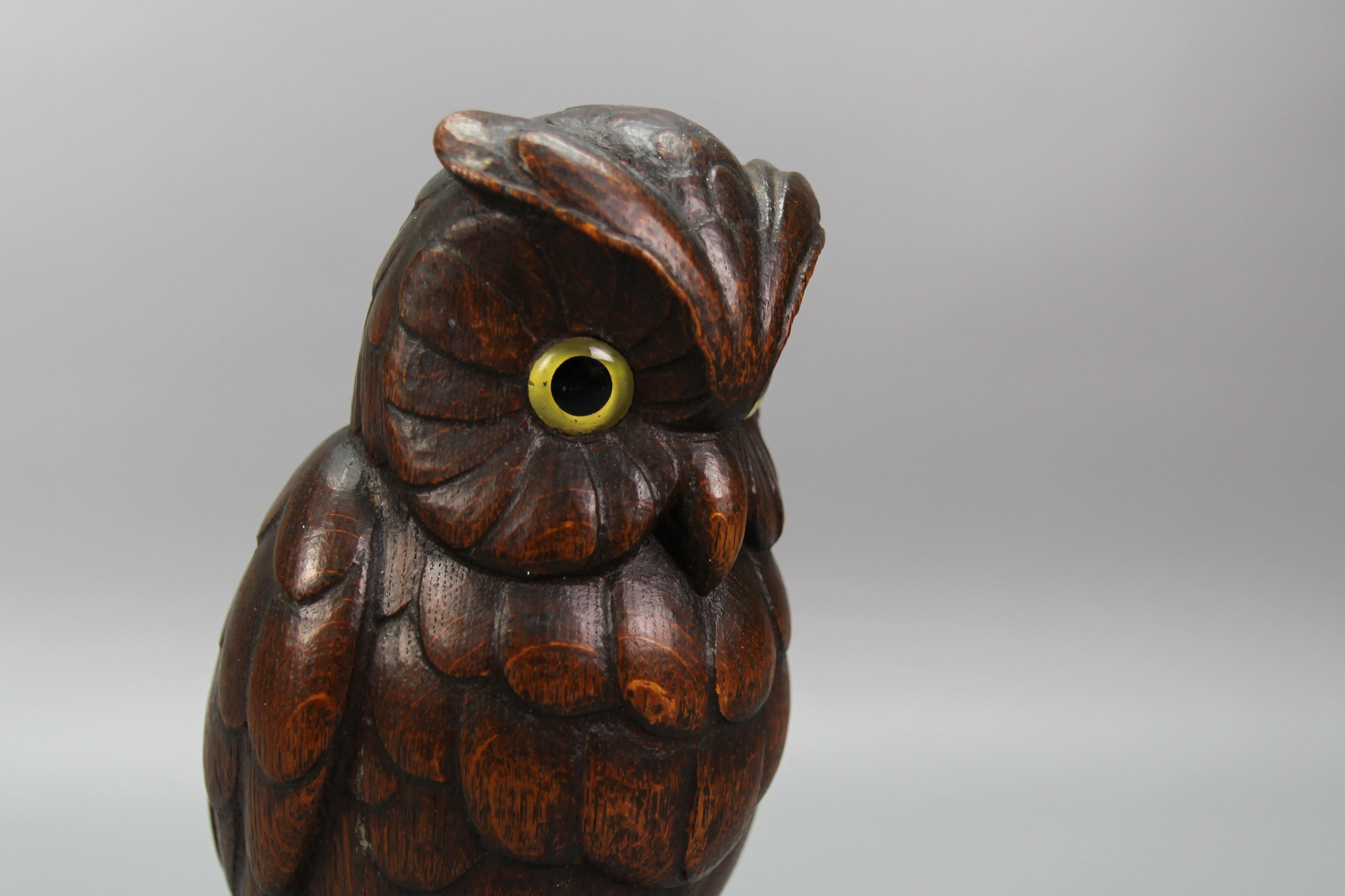 hand carved wooden owls