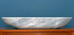 Hand-Carved Oblong Banded White Onyx Freeform Bowl // 32.5 Lb.