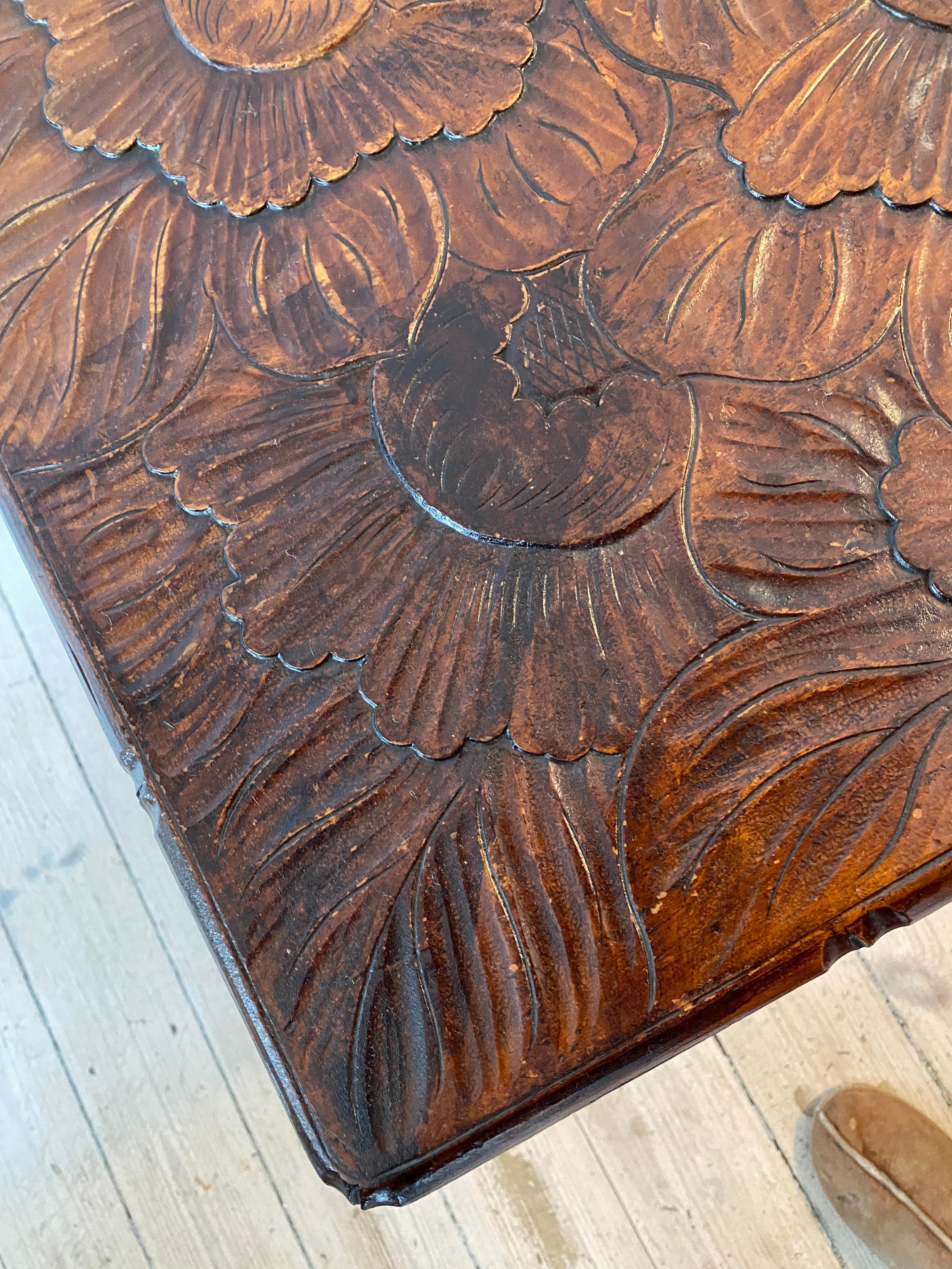 Wood Hand Carved Occasional Side End Lamp Table, 1905 Liberty's London  For Sale