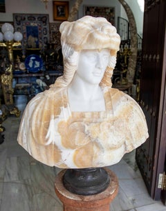 Hand Carved Onyx and Marble Bust of Mithridates VI with Base