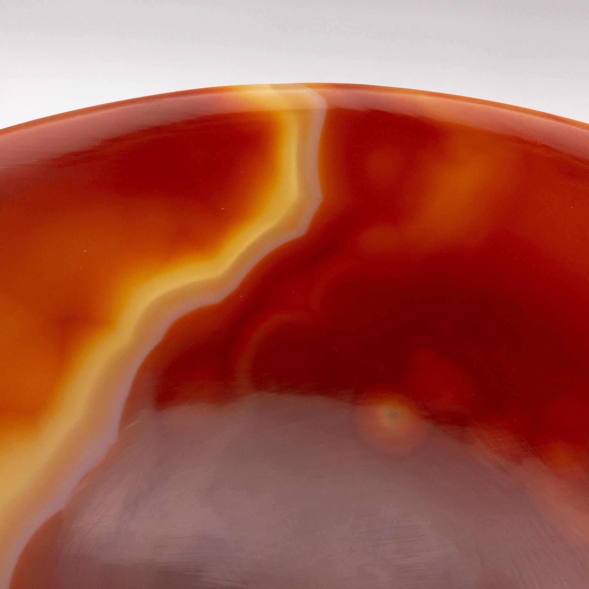 Grand Tour Hand Carved Orange Agate Semi-Precious Stone Bowl