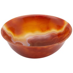 Hand Carved Orange Agate Semi-Precious Stone Bowl
