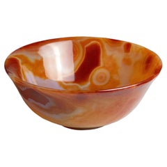 Hand Carved Orange Agate Semi-Precious Stone Bowl