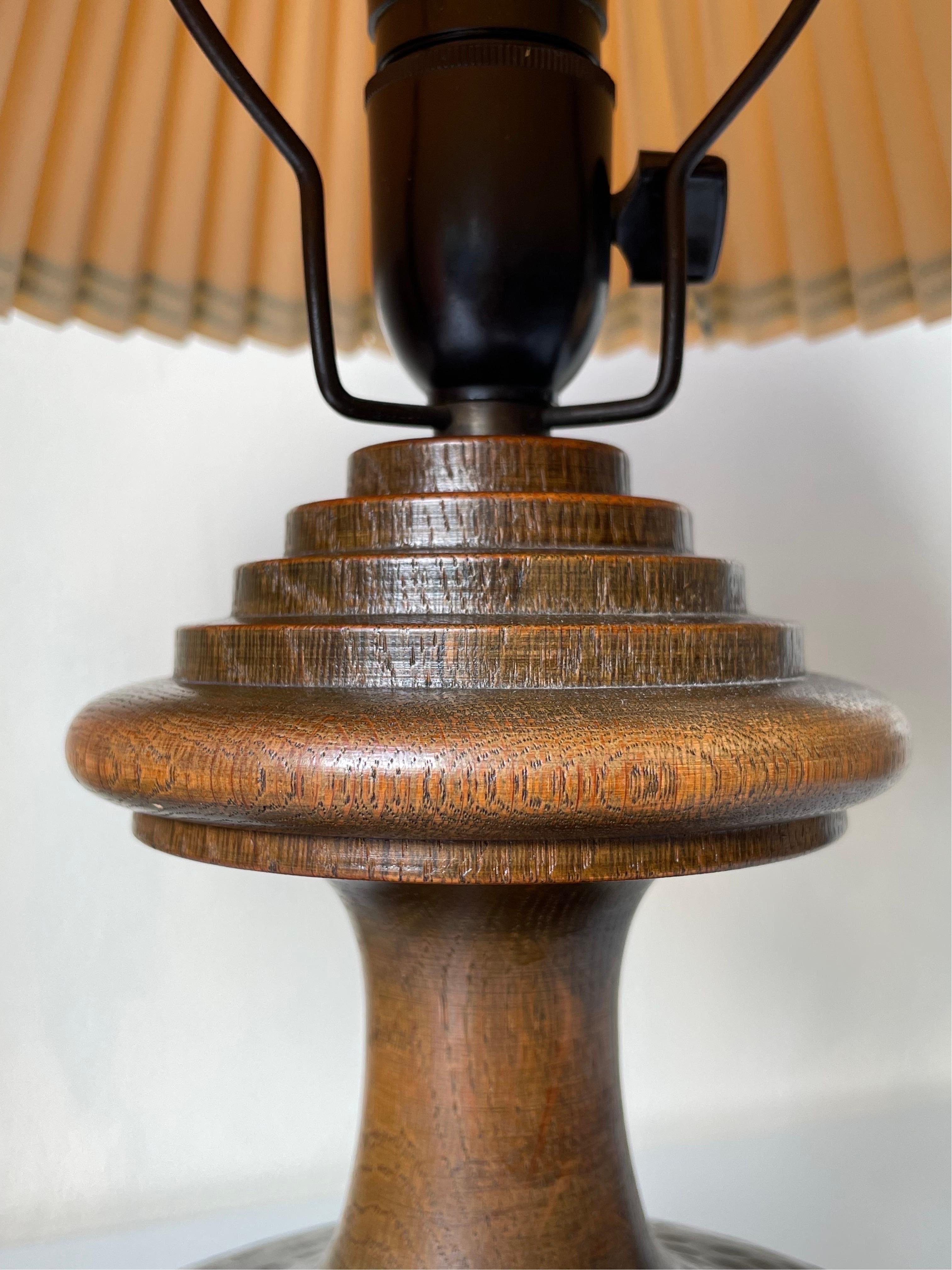Hand-Carved 1940s Organic Midcentury Wooden Table Lamp For Sale 1