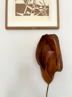 Hand-Carved Scandinavian Modern Wood Wall Light, Lacquered, 1978