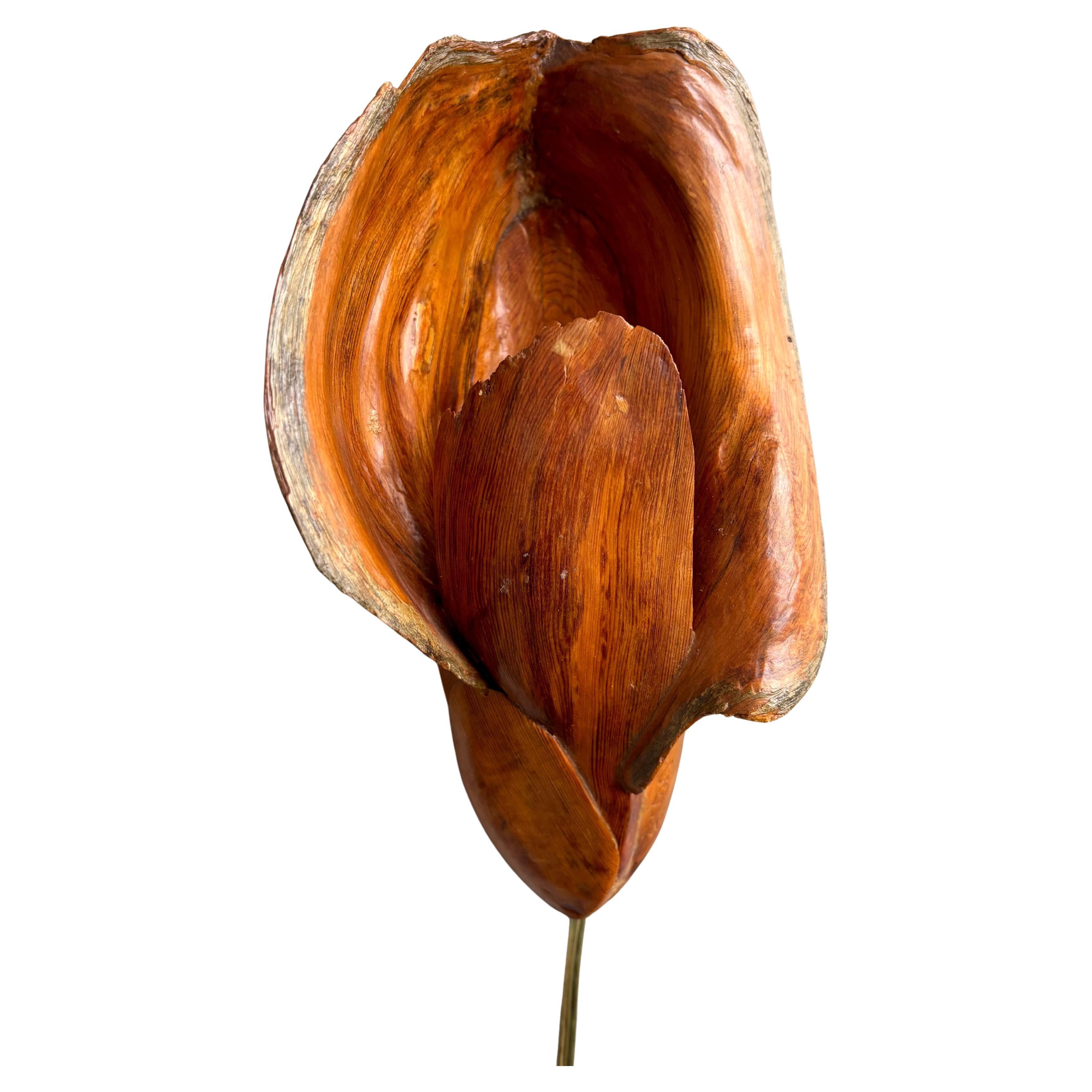 Hand-Carved Scandinavian Modern Wood Wall Light, Lacquered, 1978 For Sale