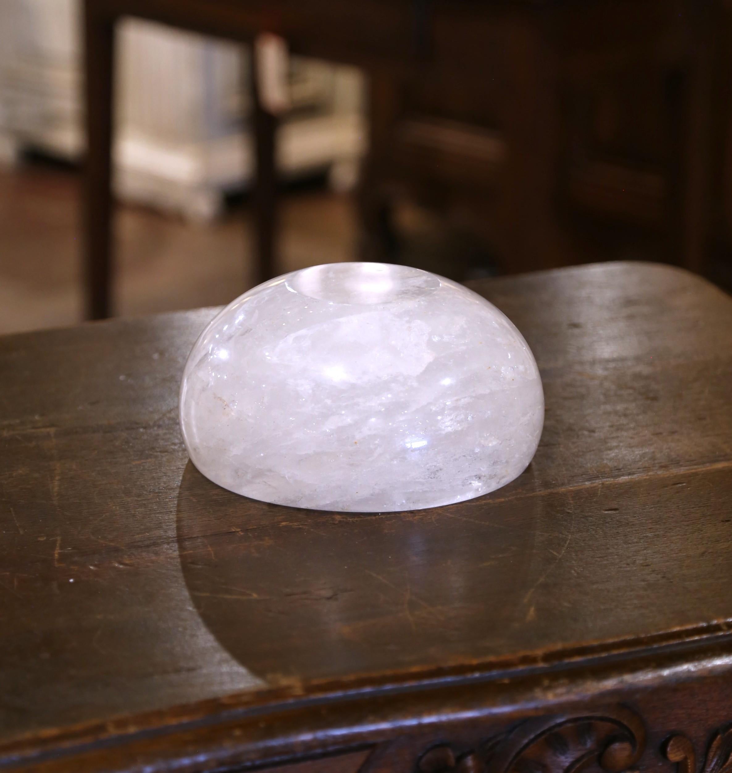Contemporary Hand Carved Organic Rock Crystal Quartz Decorative Bowl Vide-Poche For Sale