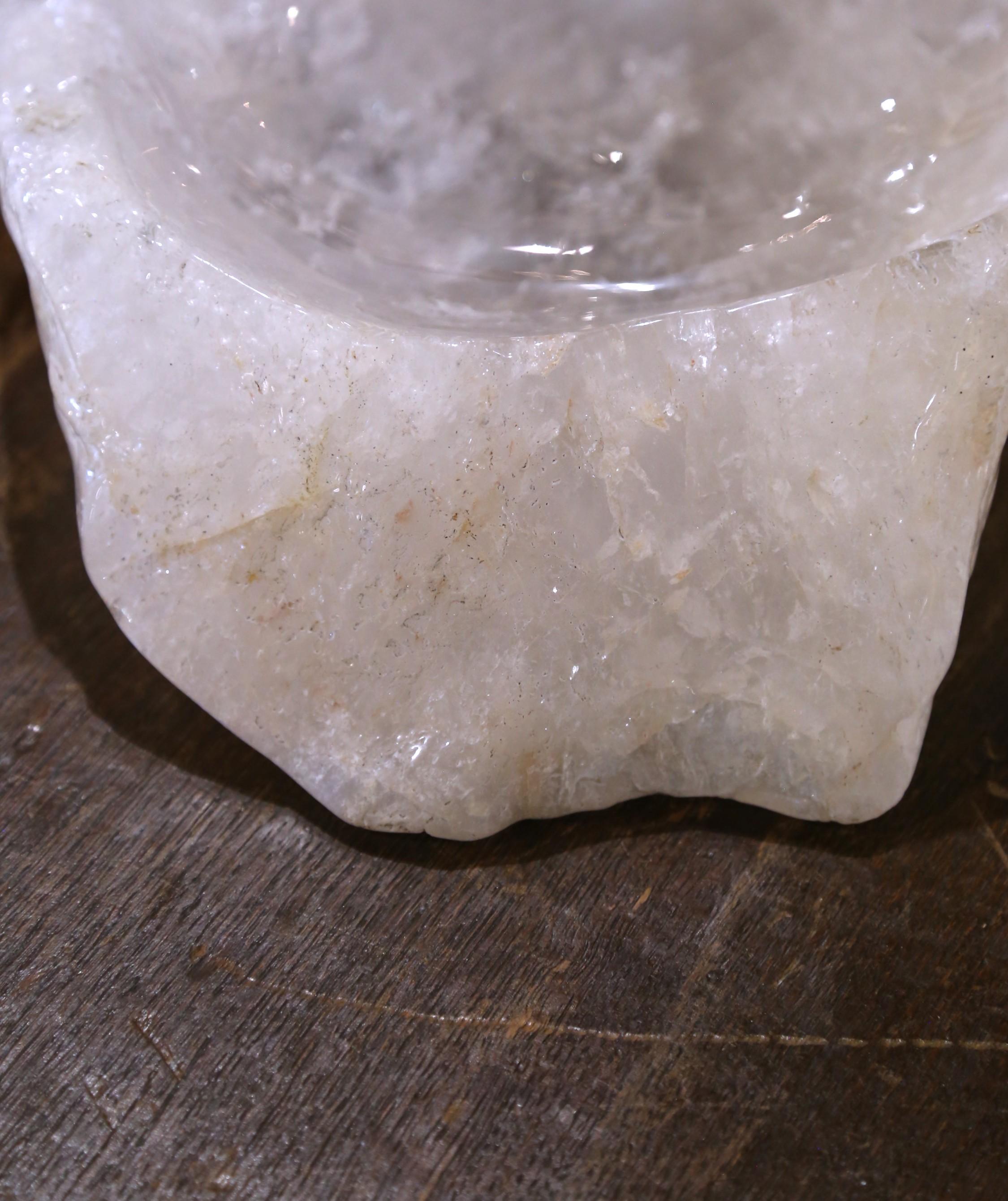 Hand Carved Organic Rock Crystal Quartz Decorative Bowl Vide-Poche For Sale 3