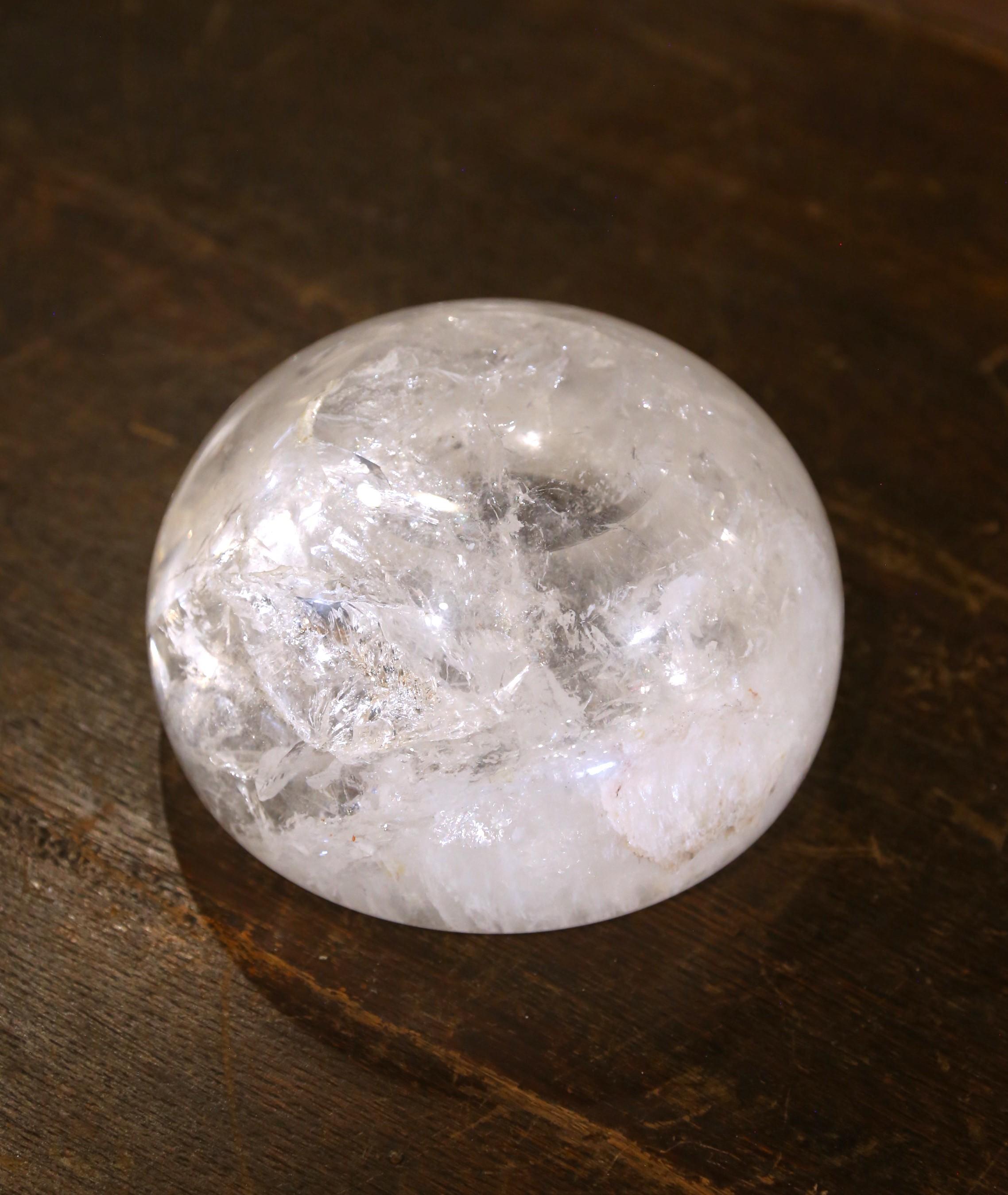 Hand Carved Organic Rock Crystal Quartz Decorative Bowl Vide-Poche from Brazil For Sale 1
