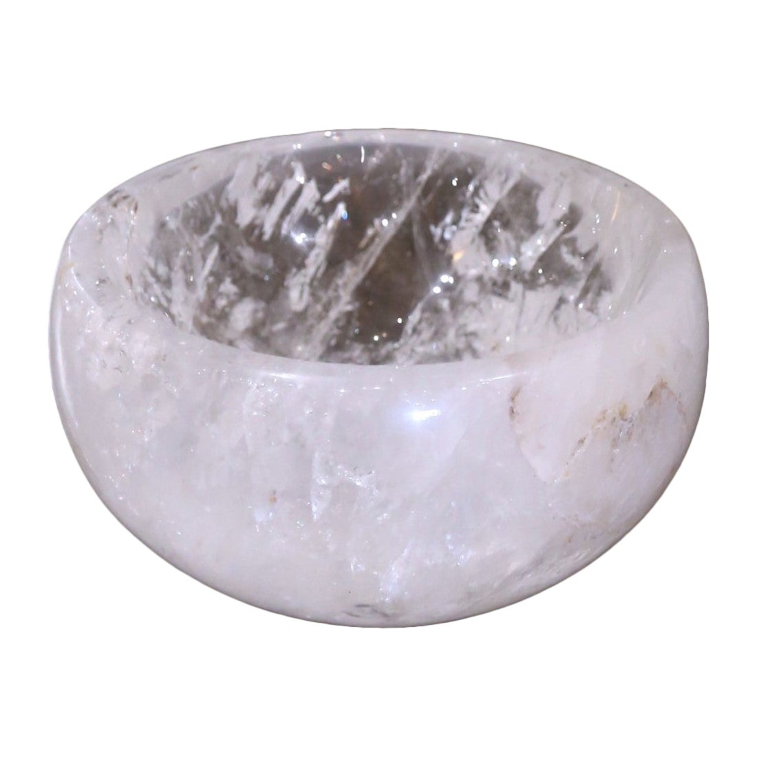 Hand Carved Organic Rock Crystal Quartz Decorative Bowl Vide-Poche from Brazil For Sale