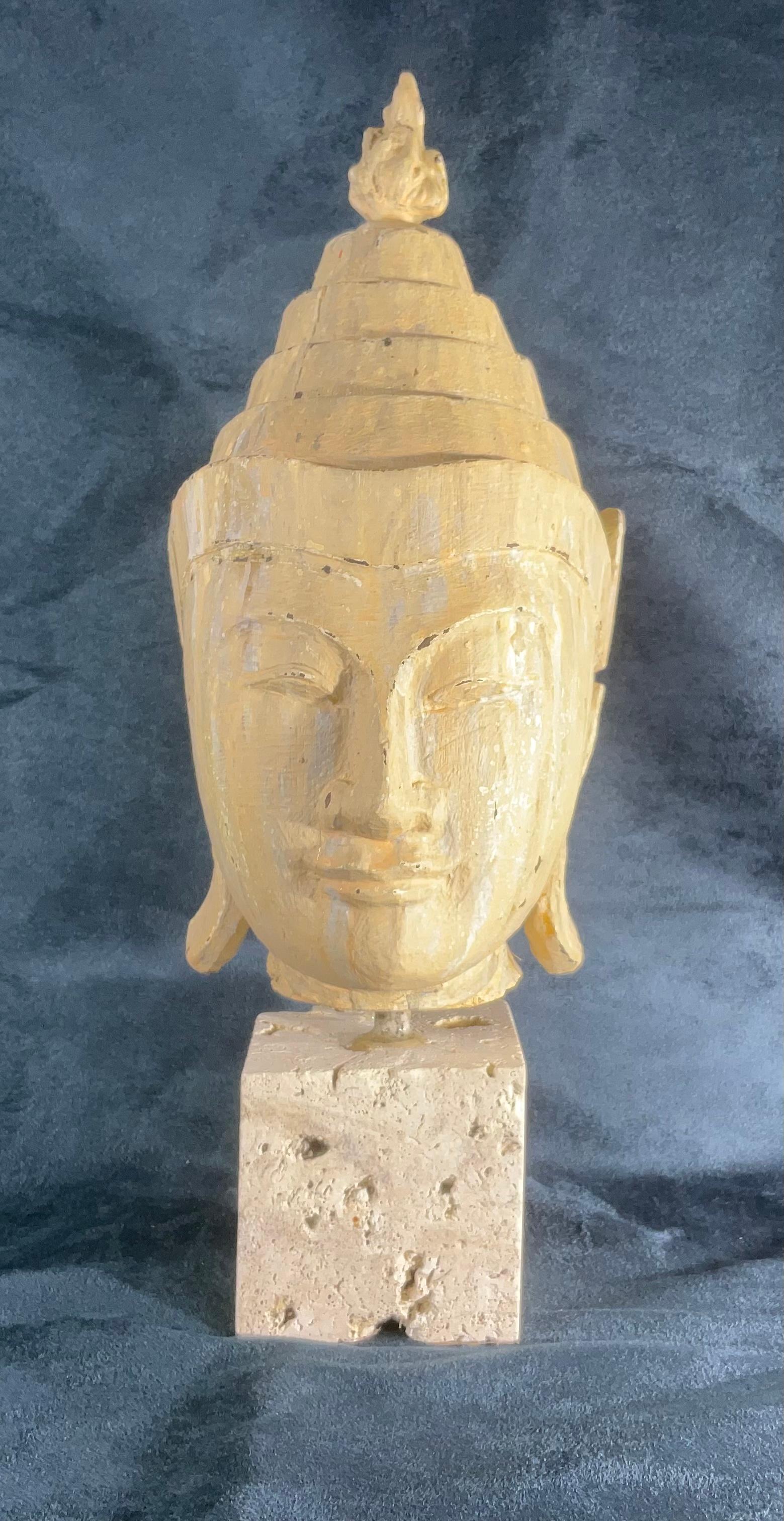 Hand Carved Oriental Shan Style Buddha Head For Sale 4