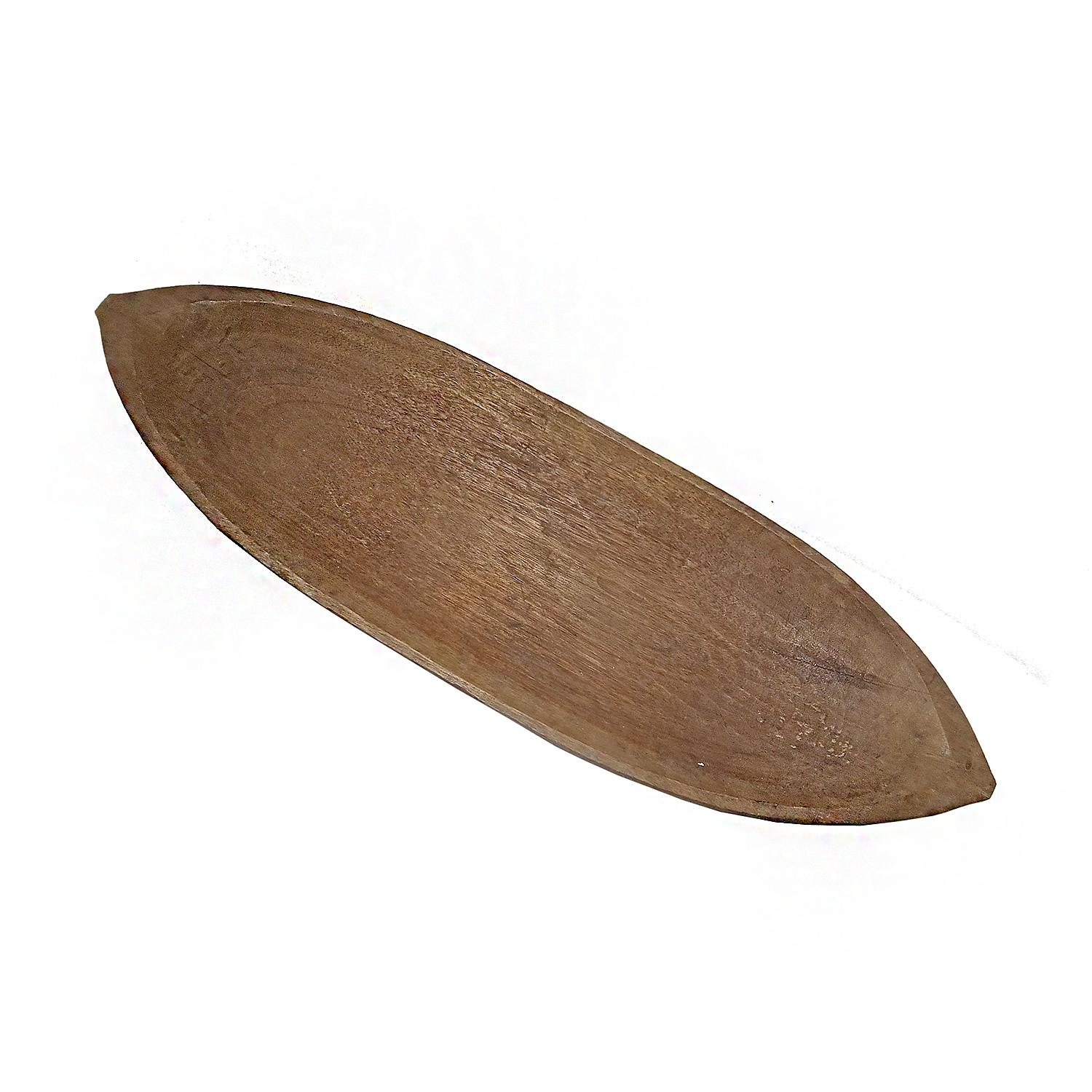 Hand-Carved Oval Wood Tray from Indonesia, Contemporary For Sale 4