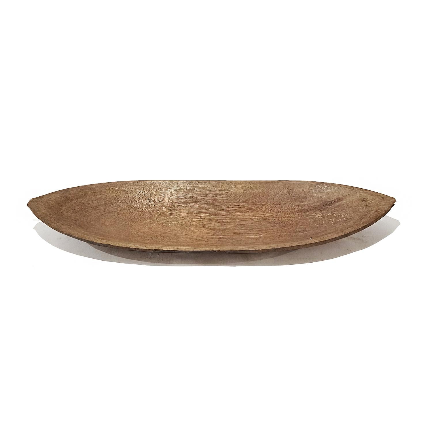 Hand-Carved Oval Wood Tray from Indonesia, Contemporary For Sale 5