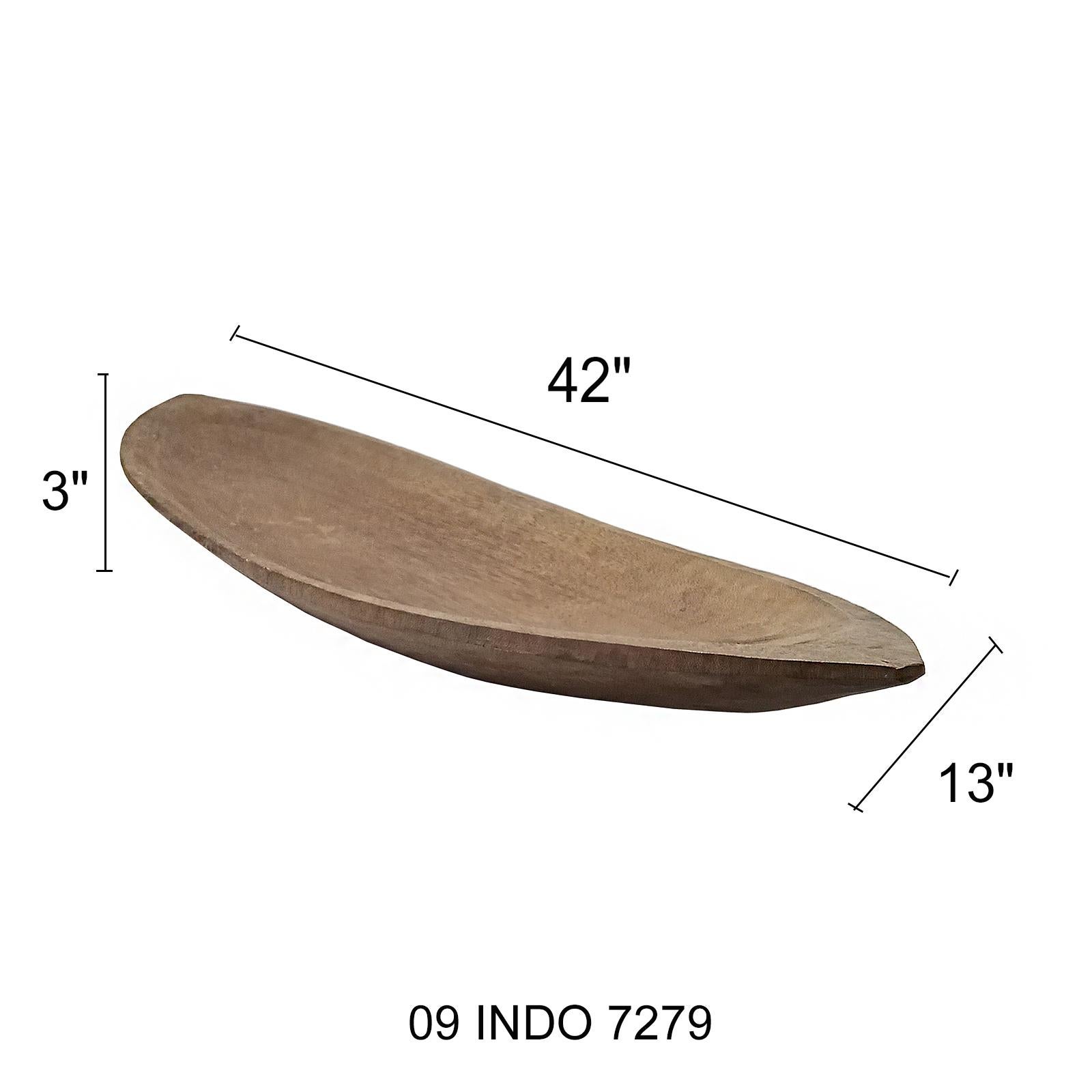 Hand-Carved Oval Wood Tray from Indonesia, Contemporary For Sale 9