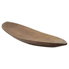 Vintage Hand-Carved Oval Wood Tray from Indonesia, Contemporary
