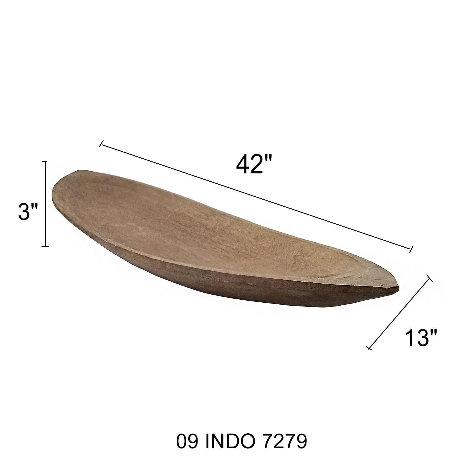 Hand-Carved Oval Wood Tray from Indonesia, Contemporary 7