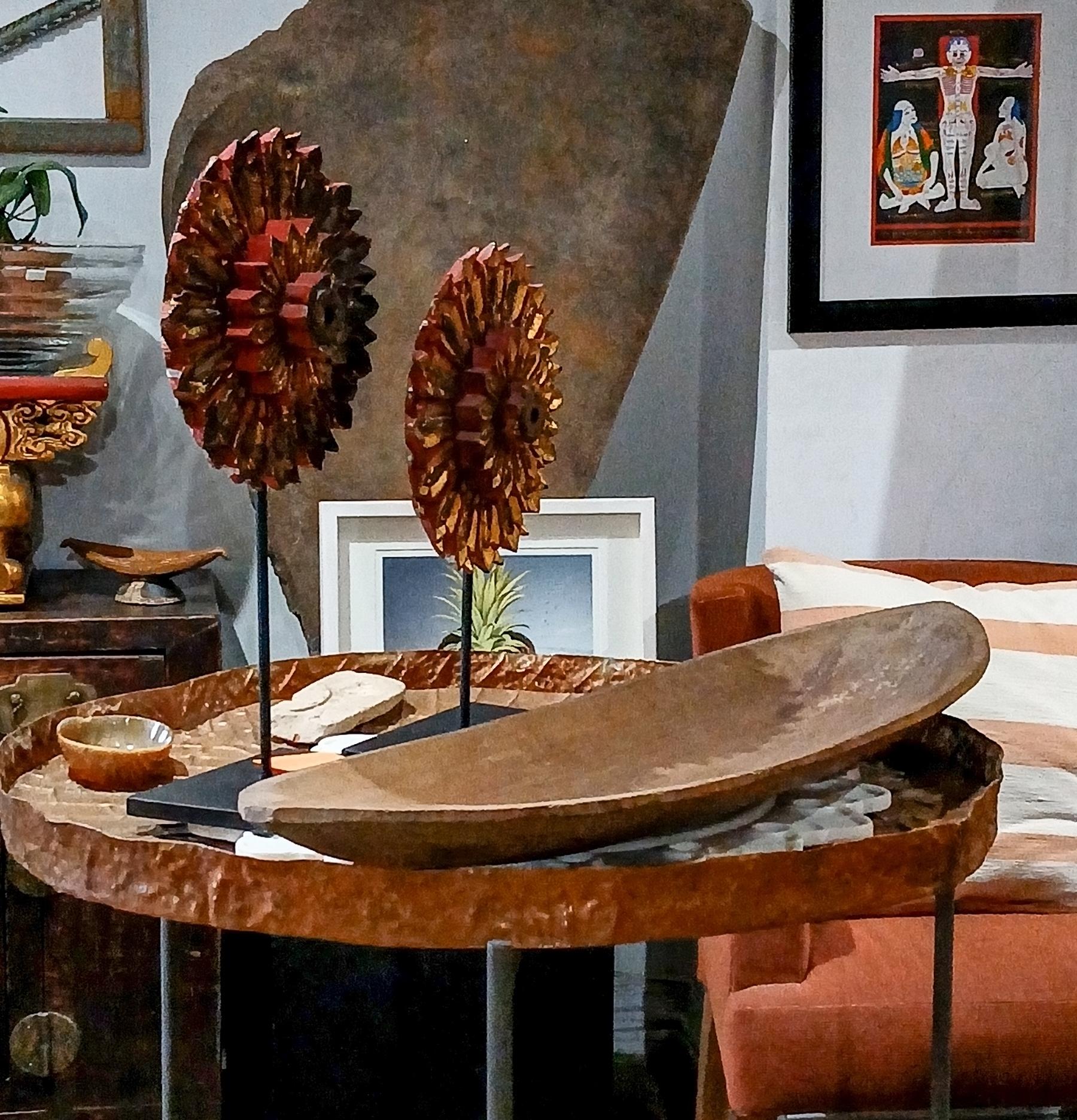 Hand-Carved Oval Wood Tray from Indonesia, Contemporary 10