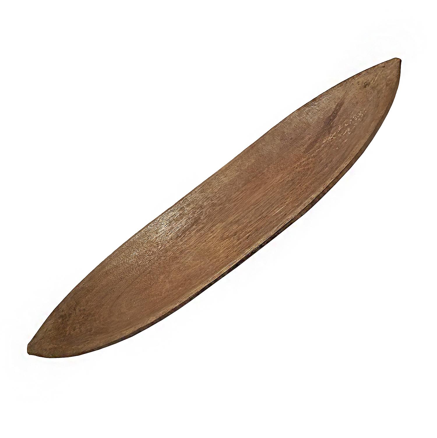 Organic Modern Hand-Carved Oval Wood Tray from Indonesia, Contemporary