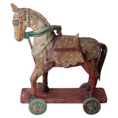 Hand Carved Oversized Temple Horse from India