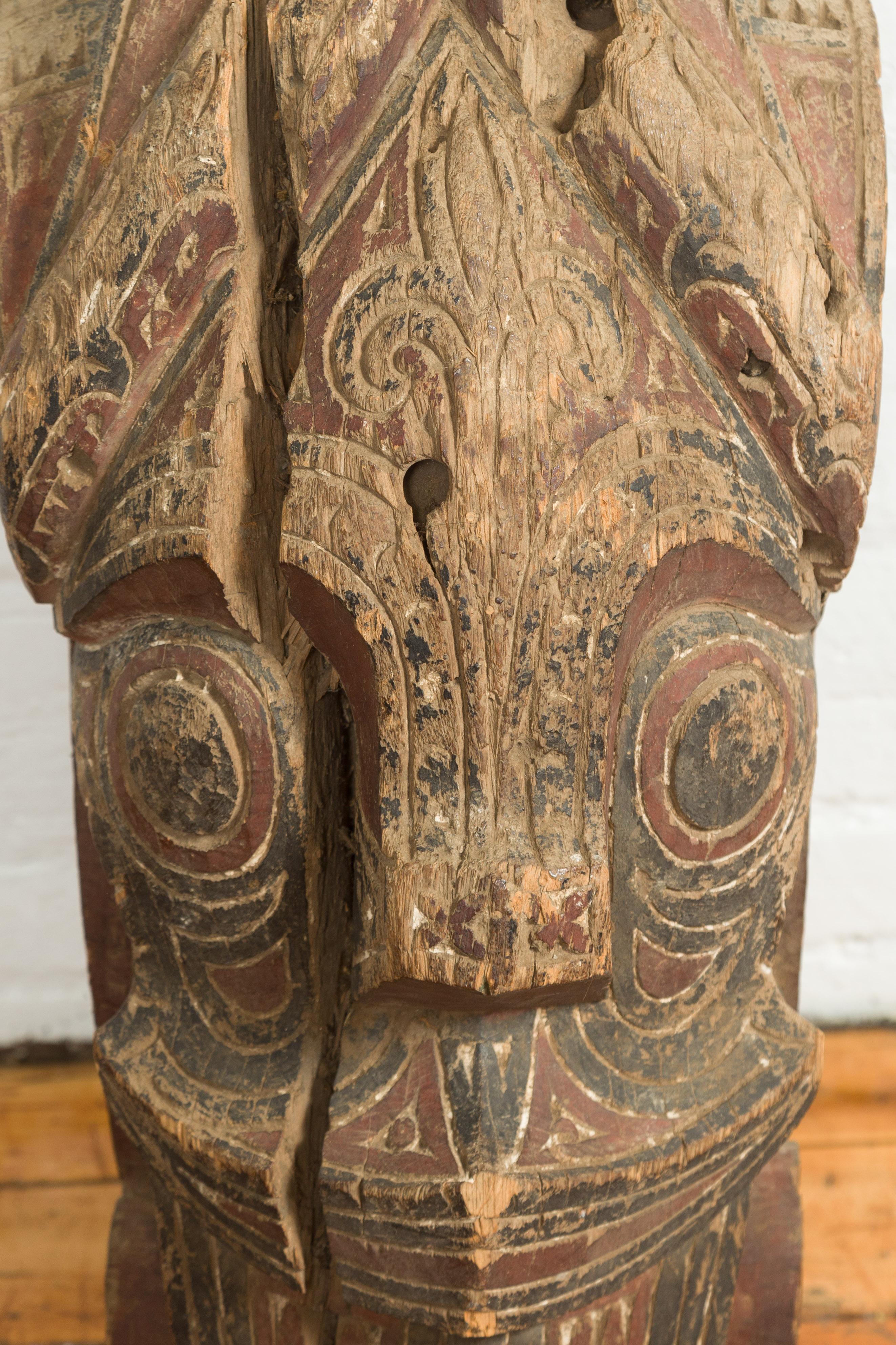 Hand Carved Painted Singa Singa Tribal Carving from the Batak People, Sumatra For Sale 3