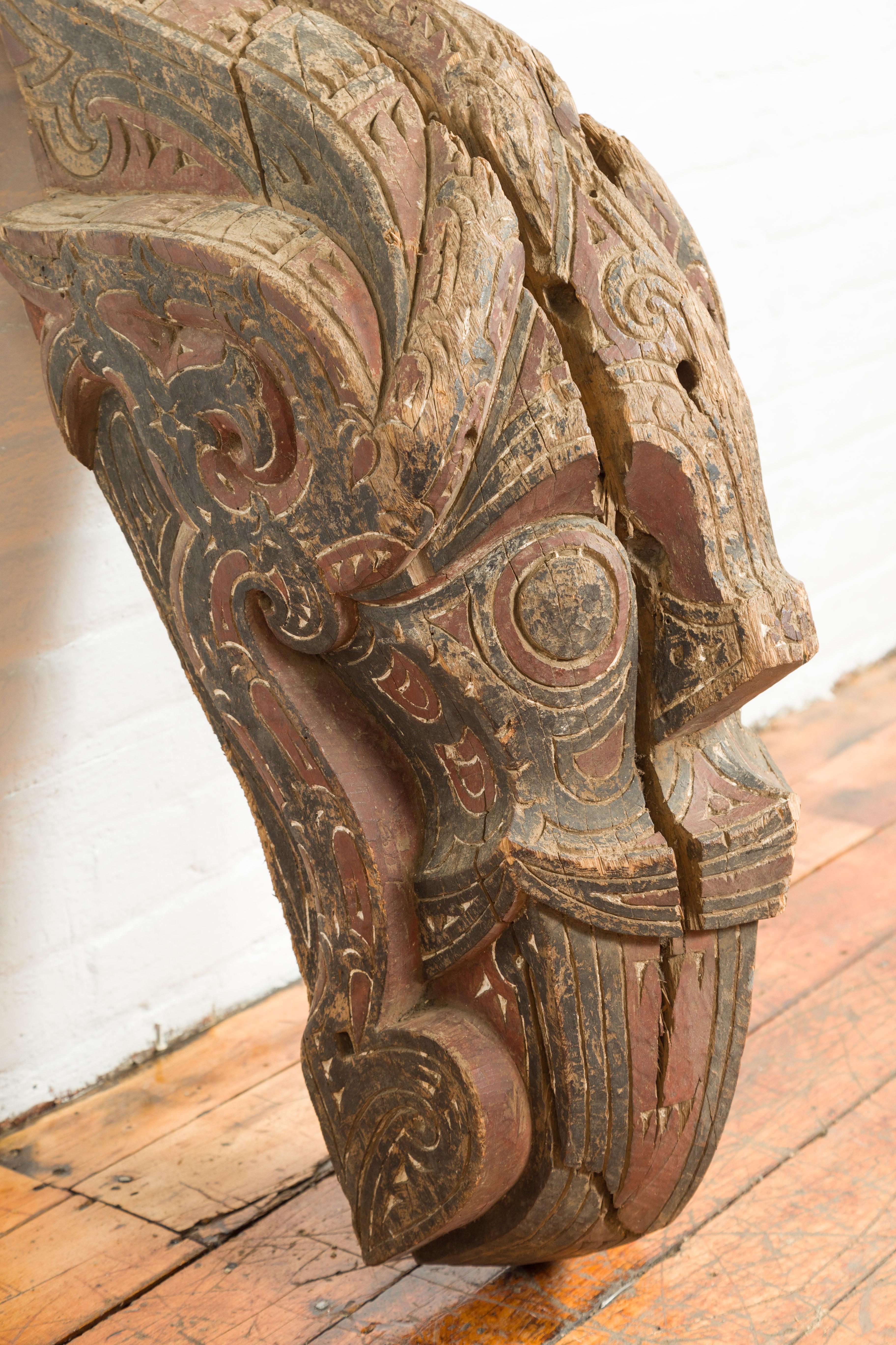 Hand Carved Painted Singa Singa Tribal Carving from the Batak People, Sumatra For Sale 1