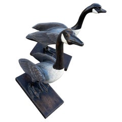 Hand Carved & Painted Tall Canadian Geese - Pair