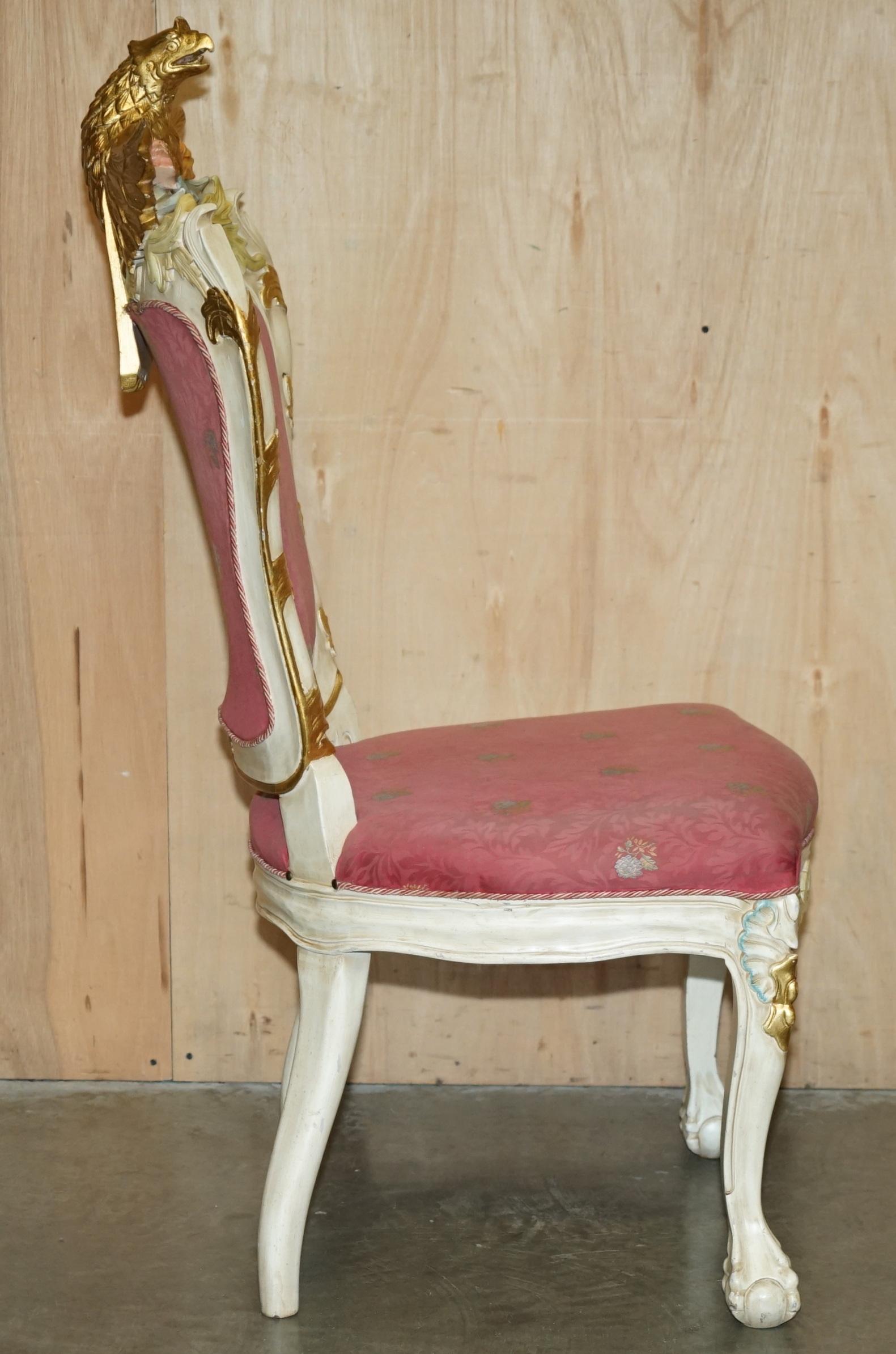 HAND CARVED & PAINTED ViNTAGE FRENCH EMPIRE STYLE EAGLE SOFA AND ARMCHAIR SUITE For Sale 3