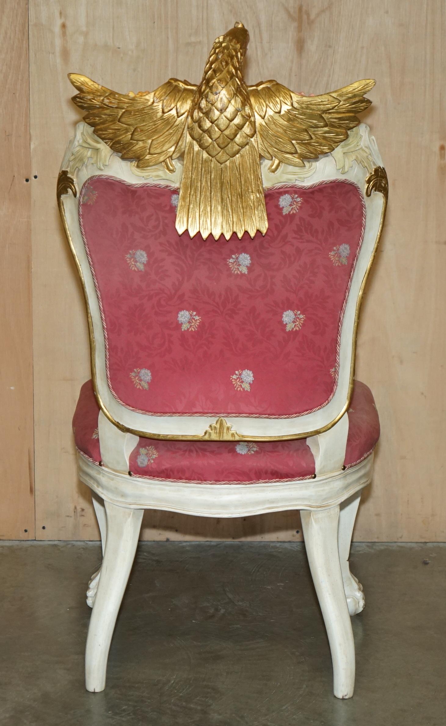 HAND CARVED & PAINTED ViNTAGE FRENCH EMPIRE STYLE EAGLE SOFA AND ARMCHAIR SUITE For Sale 4