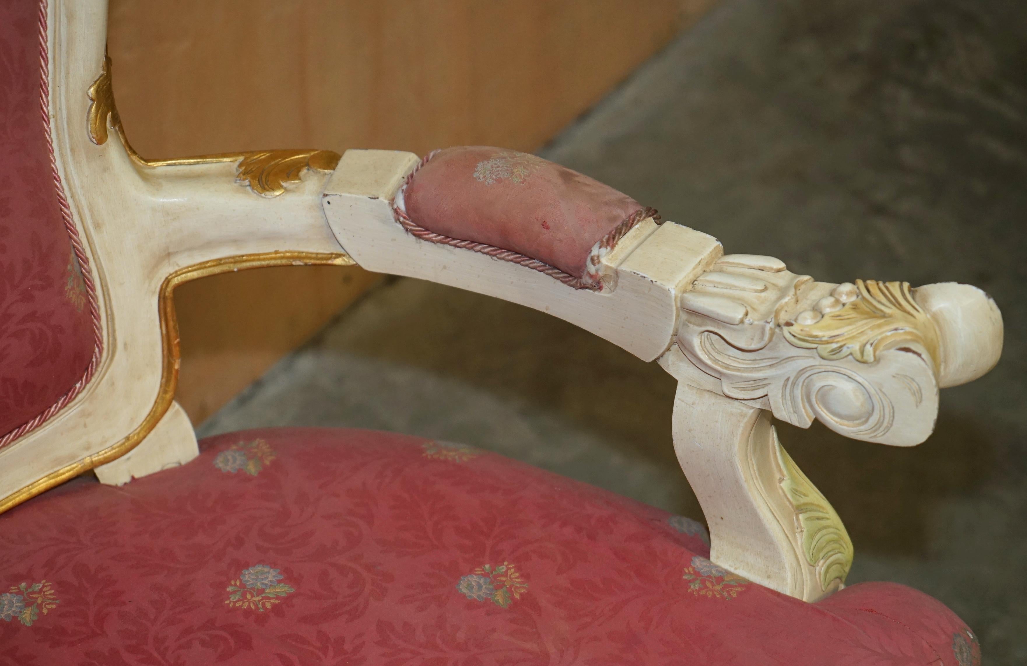 HAND CARVED & PAINTED ViNTAGE FRENCH EMPIRE STYLE EAGLE SOFA AND ARMCHAIR SUITE For Sale 10