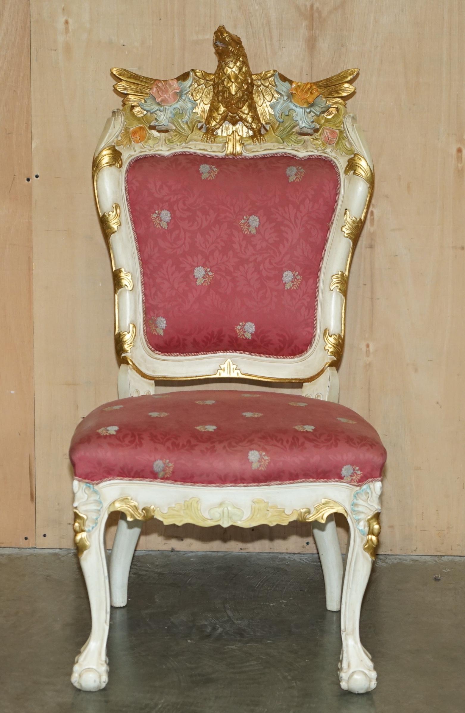 French HAND CARVED & PAINTED ViNTAGE FRENCH EMPIRE STYLE EAGLE SOFA AND ARMCHAIR SUITE For Sale