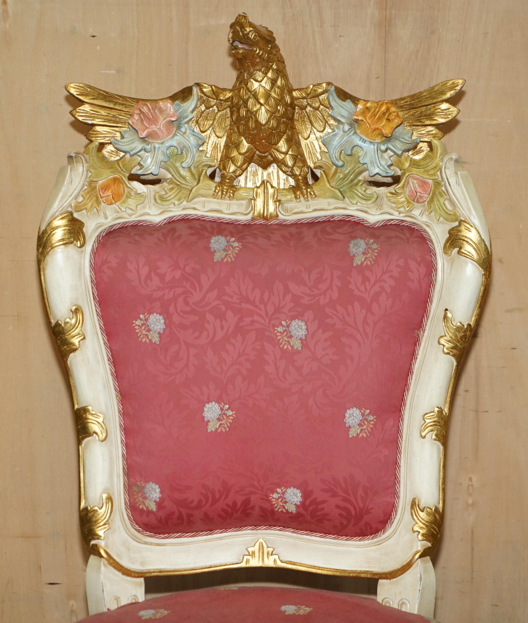 Hand-Crafted HAND CARVED & PAINTED ViNTAGE FRENCH EMPIRE STYLE EAGLE SOFA AND ARMCHAIR SUITE For Sale