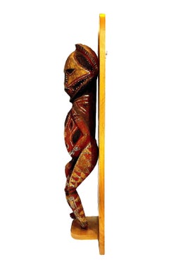 Figura de espíritu ancestral de madera pintada y tallada a mano de Papúa Nueva Guinea