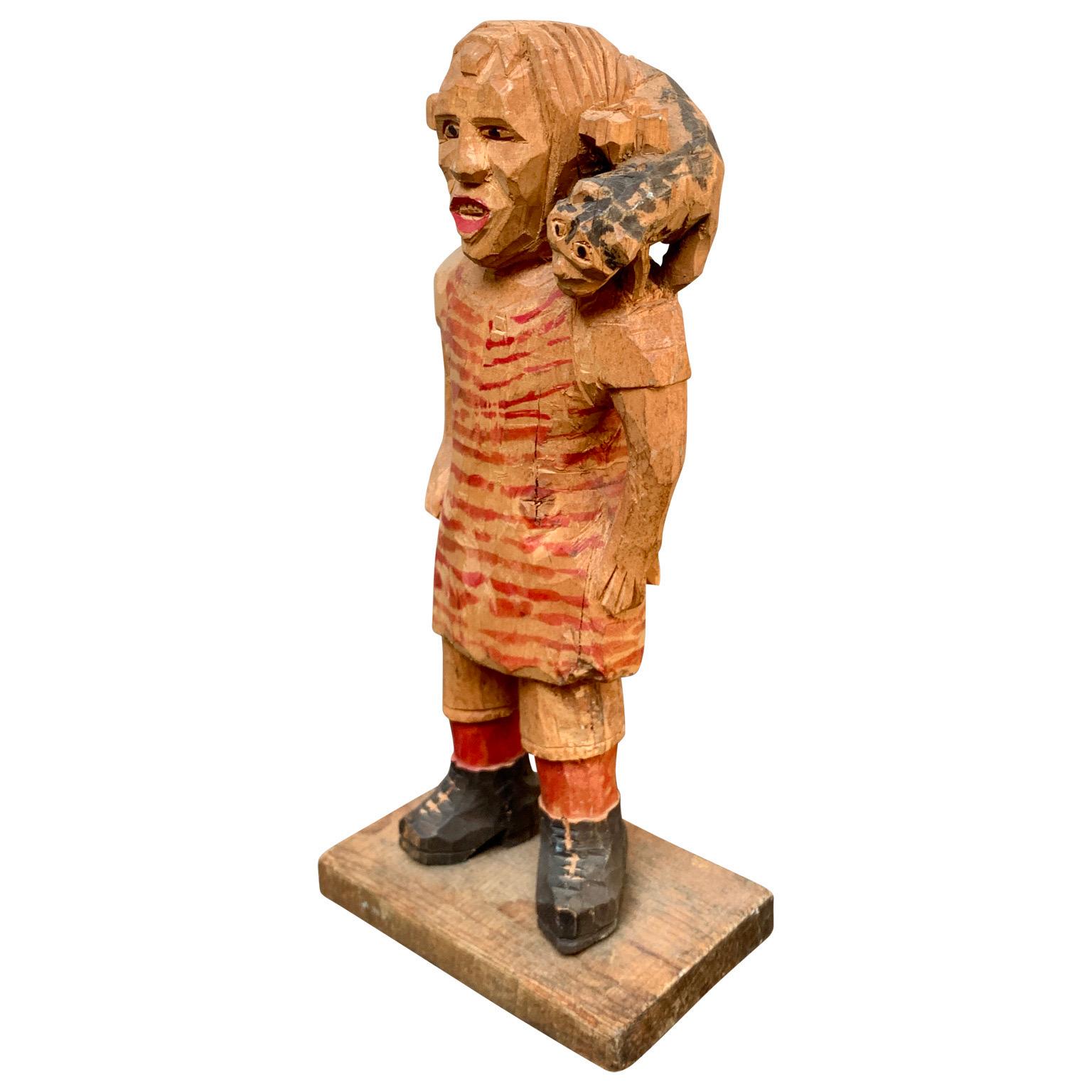 Figura de madera pintada a mano de Pippi Calzaslargas