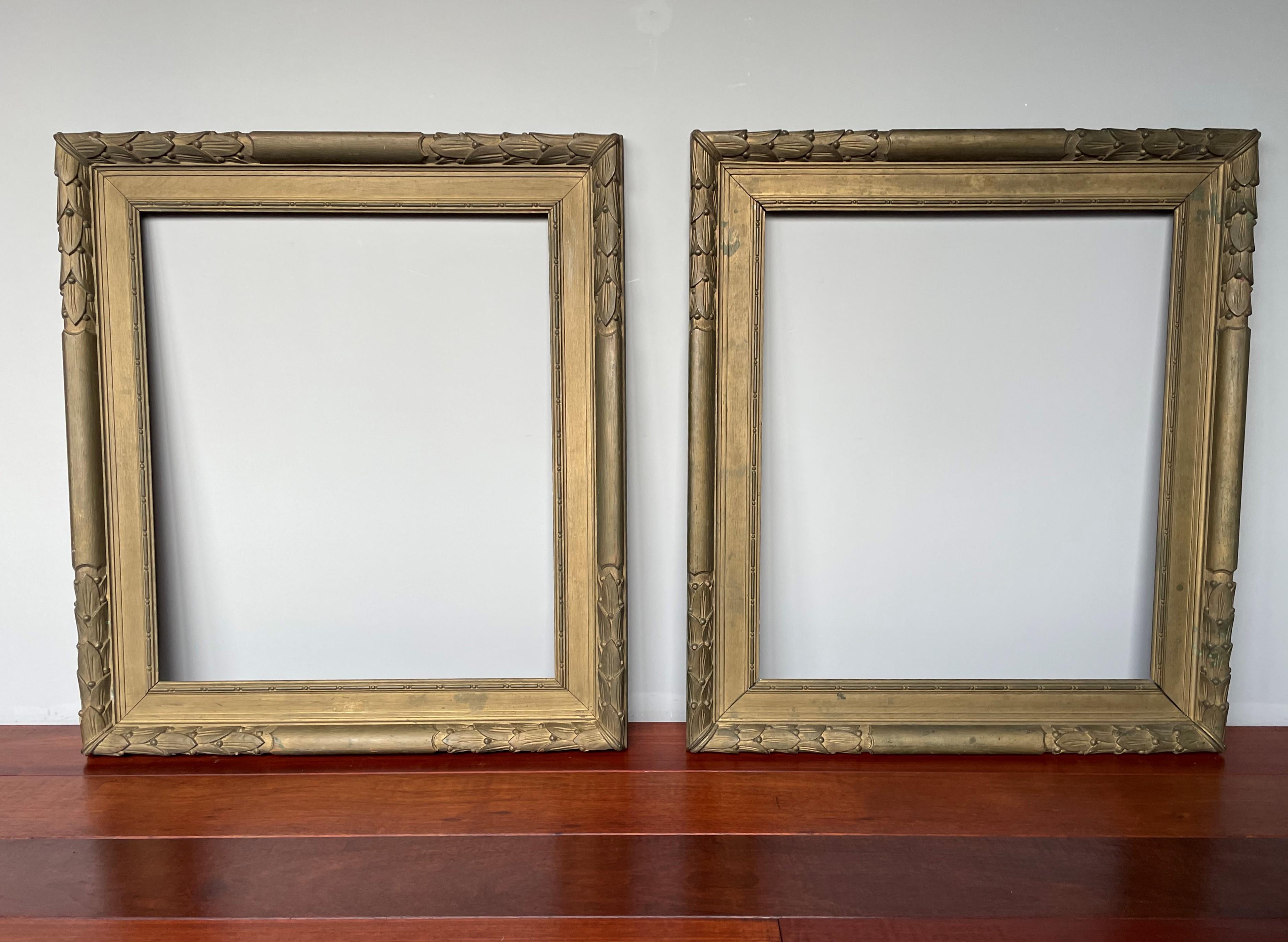 Large and marvelous pair of solid oak, antique wall mirror or picture frames.

If you are looking for a truly decorative and real antique pair of wall mirror or picture frames then these marvelous condition and beautifully patinated specimens could