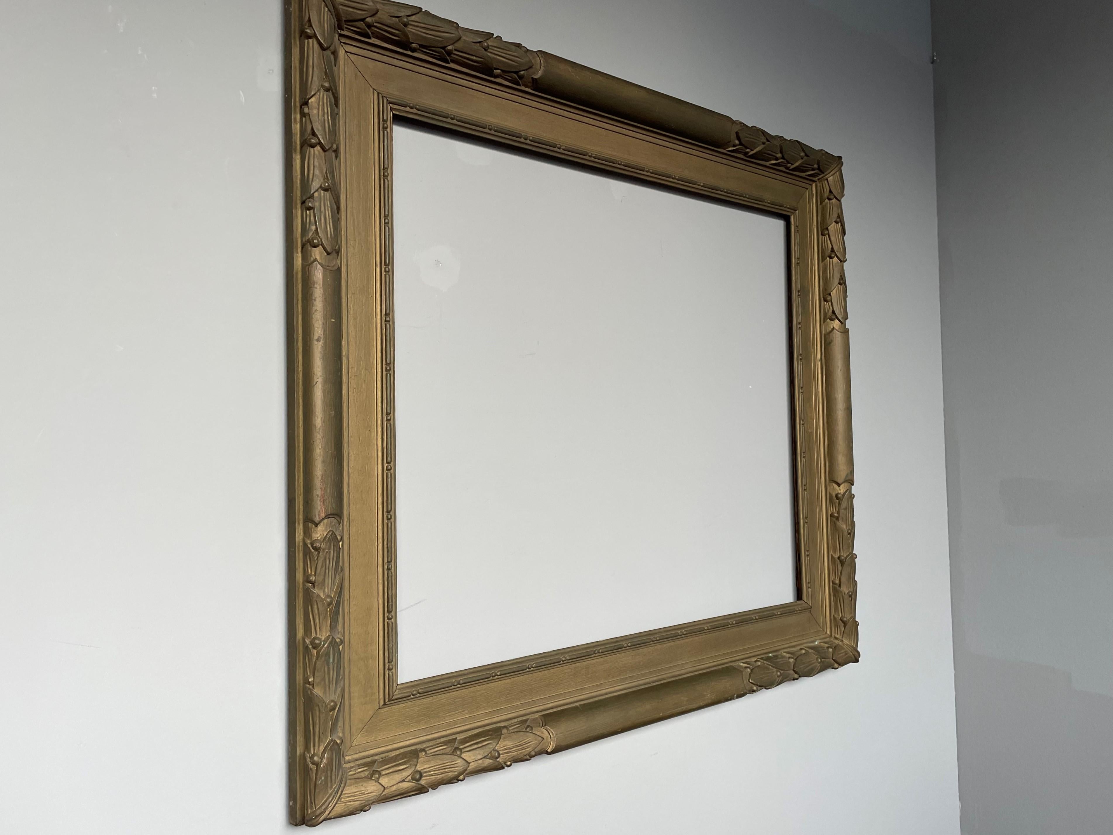 Hand Carved Pair of Bronze Green Louis Seize Style Oak Mirror / Picture Frames For Sale 2